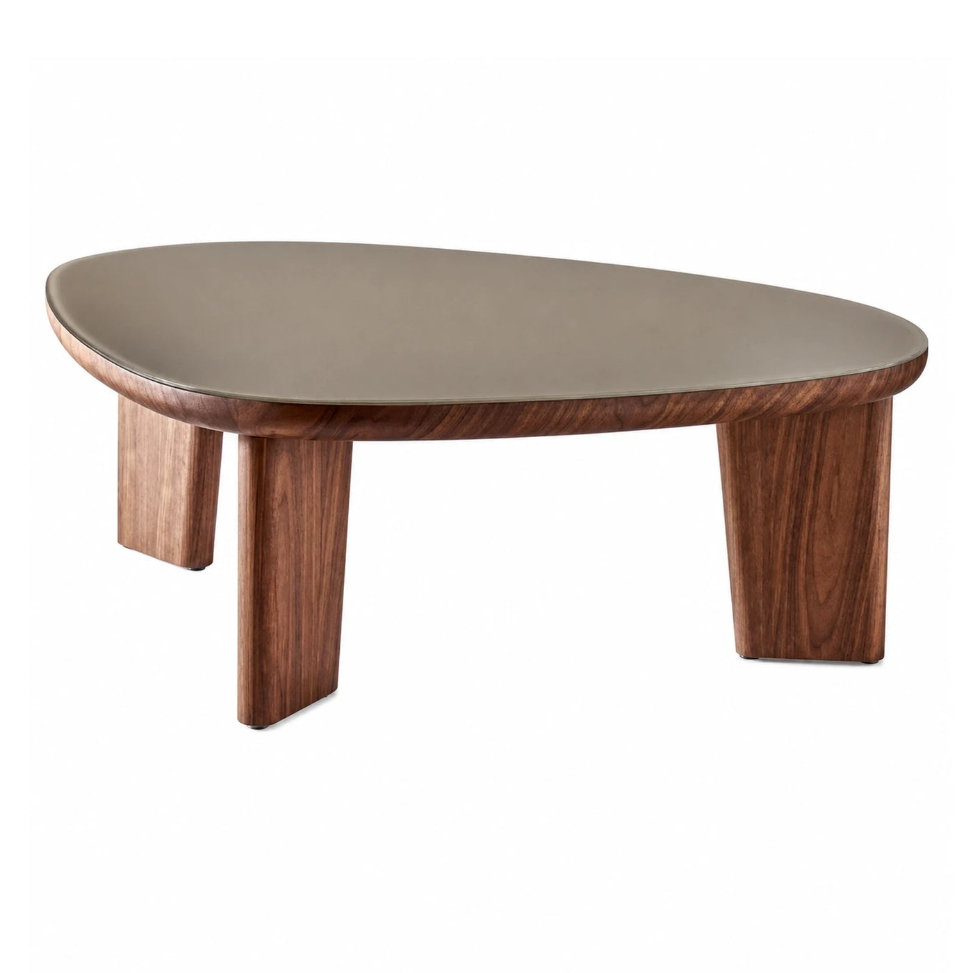 Oval Coffee Table with Glass Top and Wood Base