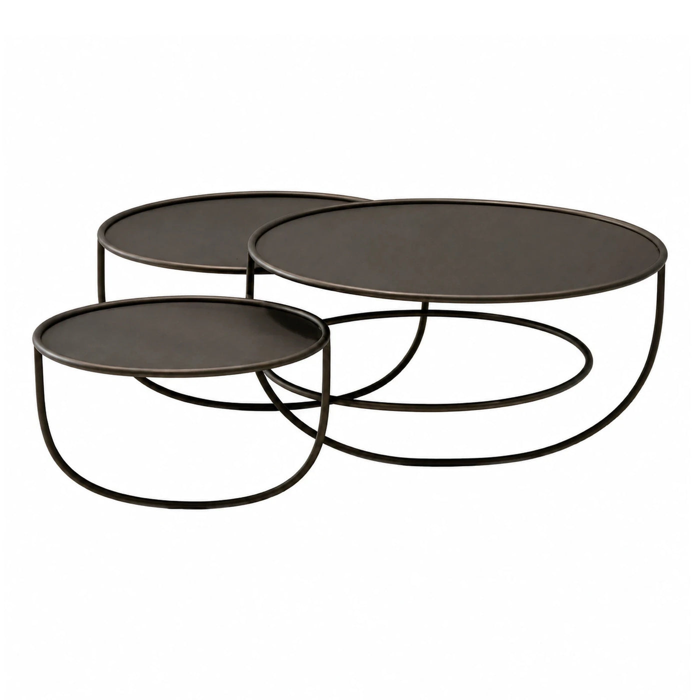 Black Metal Nesting Tables with Round Tops