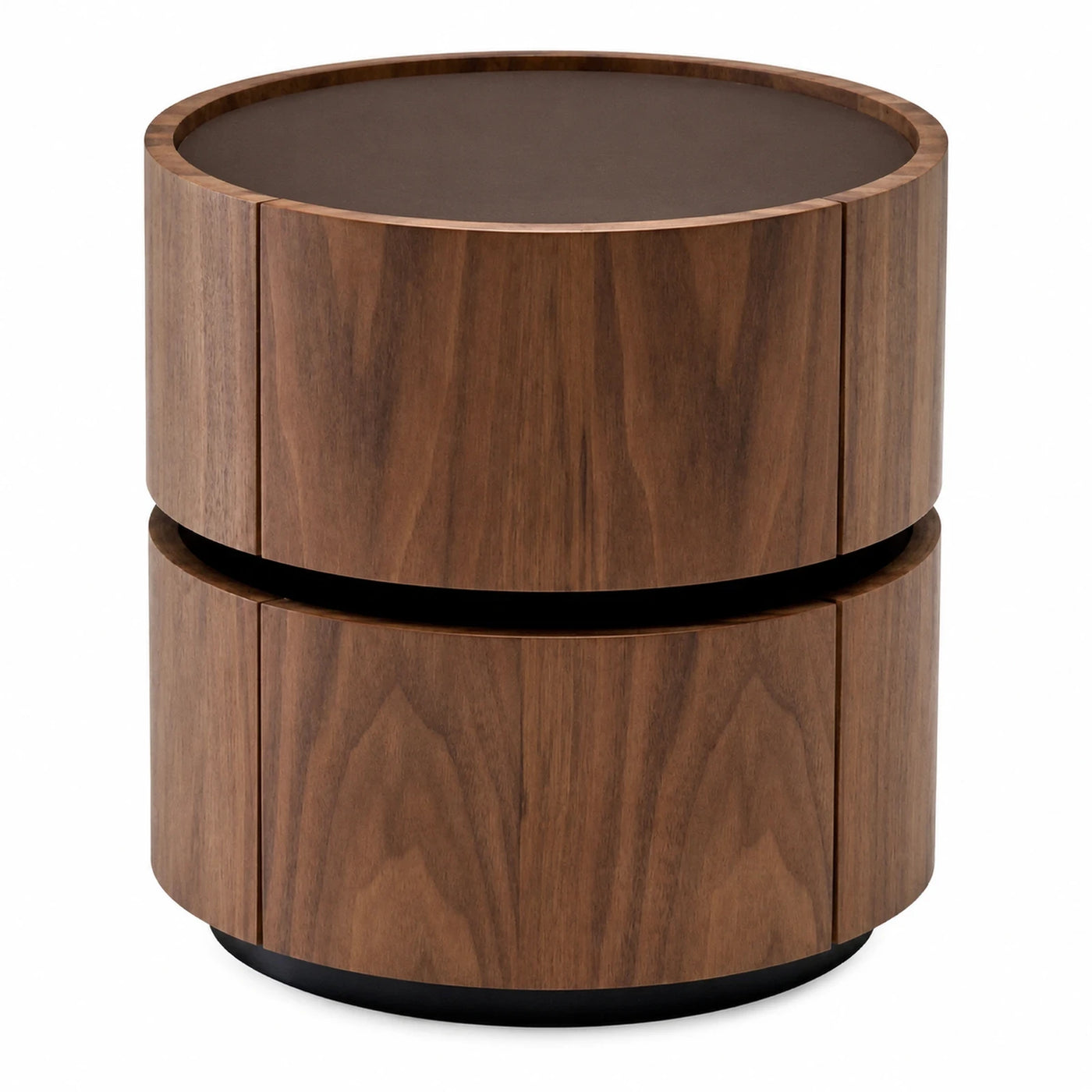 Round Wooden Side Table with Storage