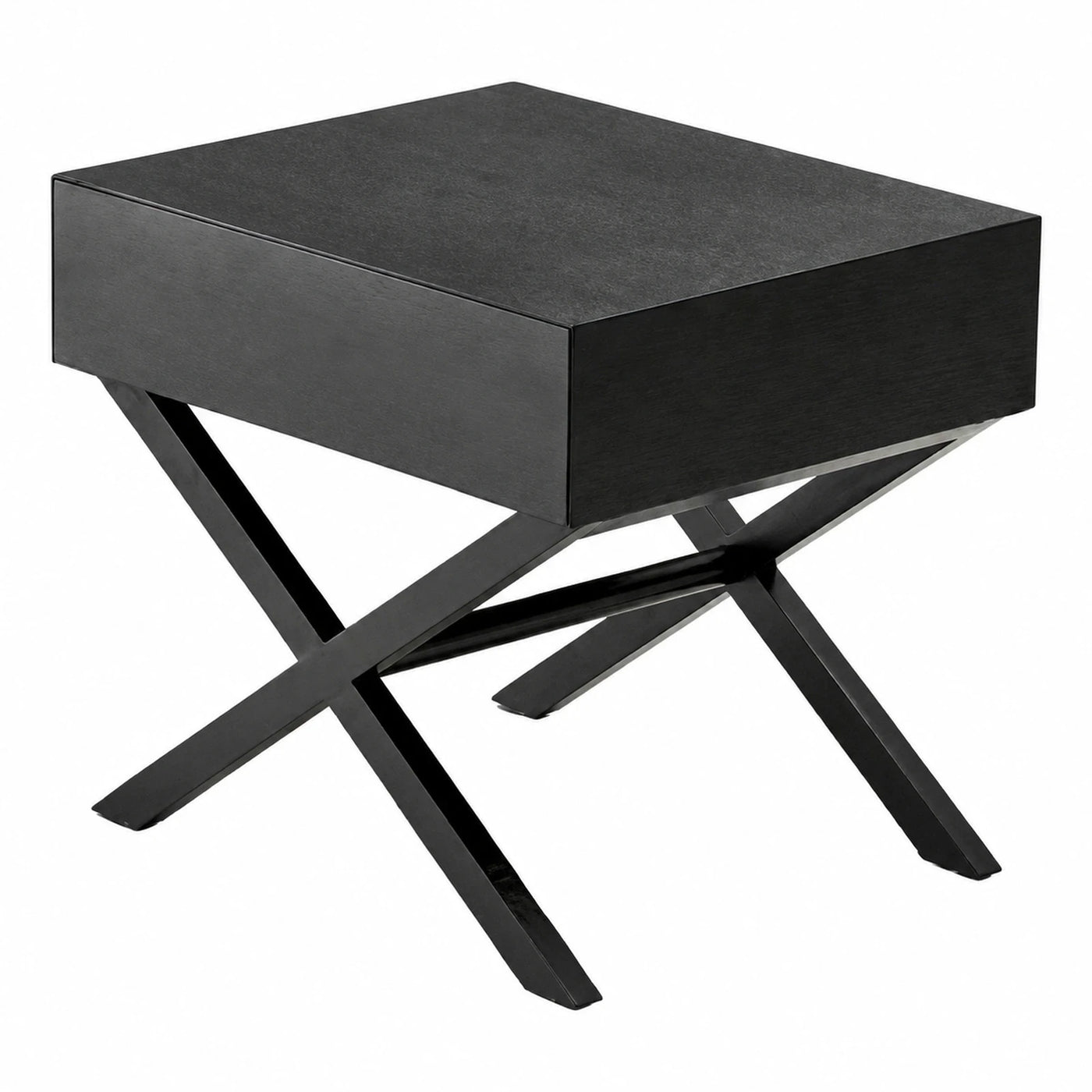 Black Square Side Table with X-Base
