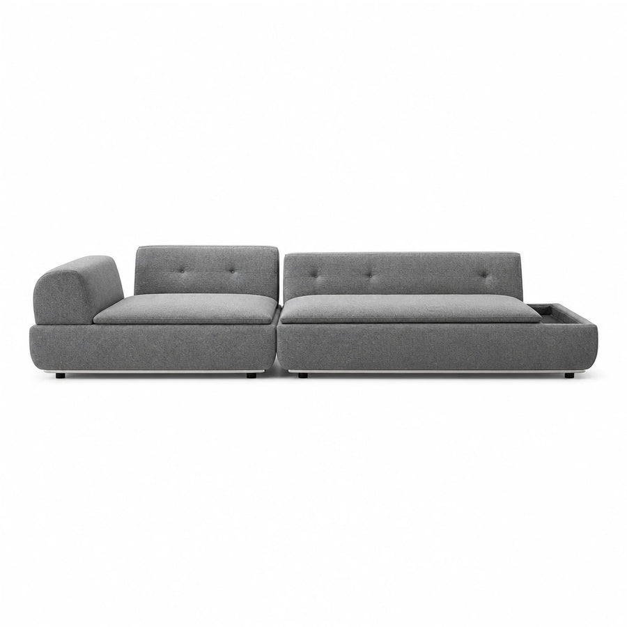 Grey Modular Sectional Sofa with Tufted Backrests