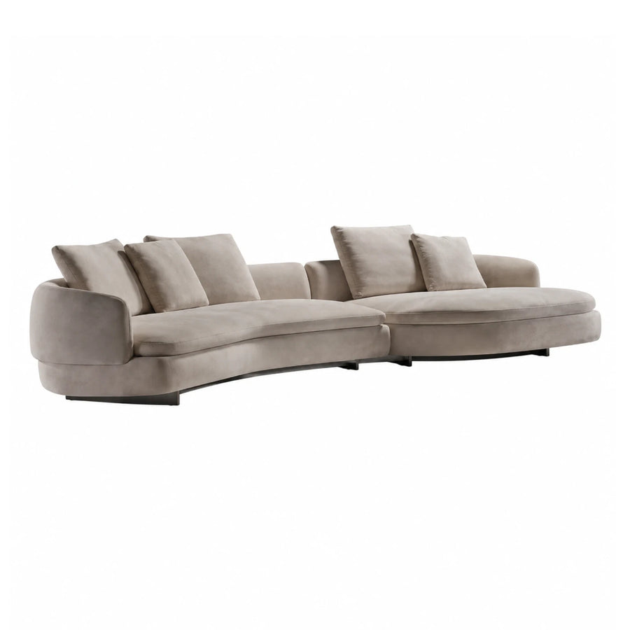 Curved Beige Fabric Modular Sectional Sofa