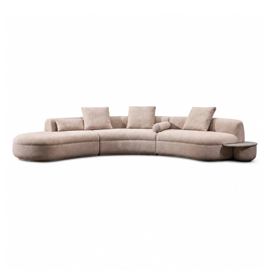 Curved Modular Sectional Sofa with Side Table