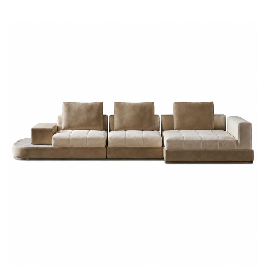 Modular Beige Fabric Sectional Sofa with Chaise