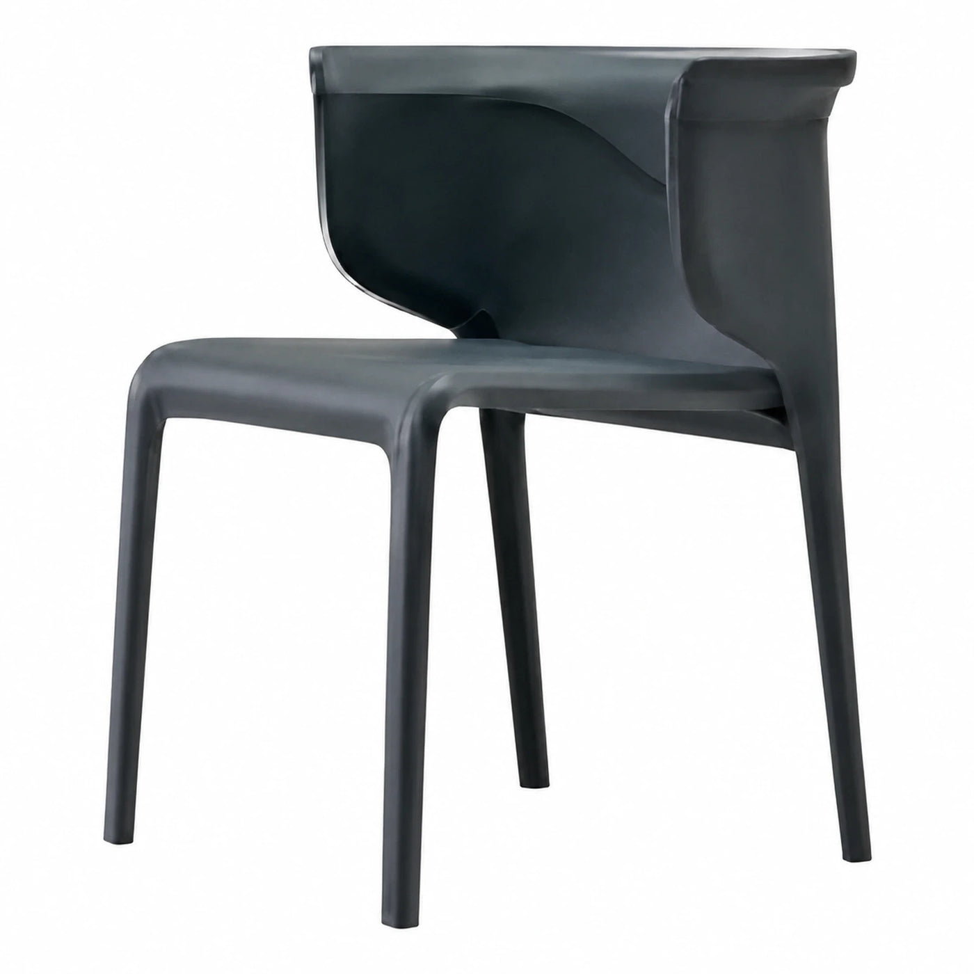 Modern Black Molded Dining Chair with Curved Back