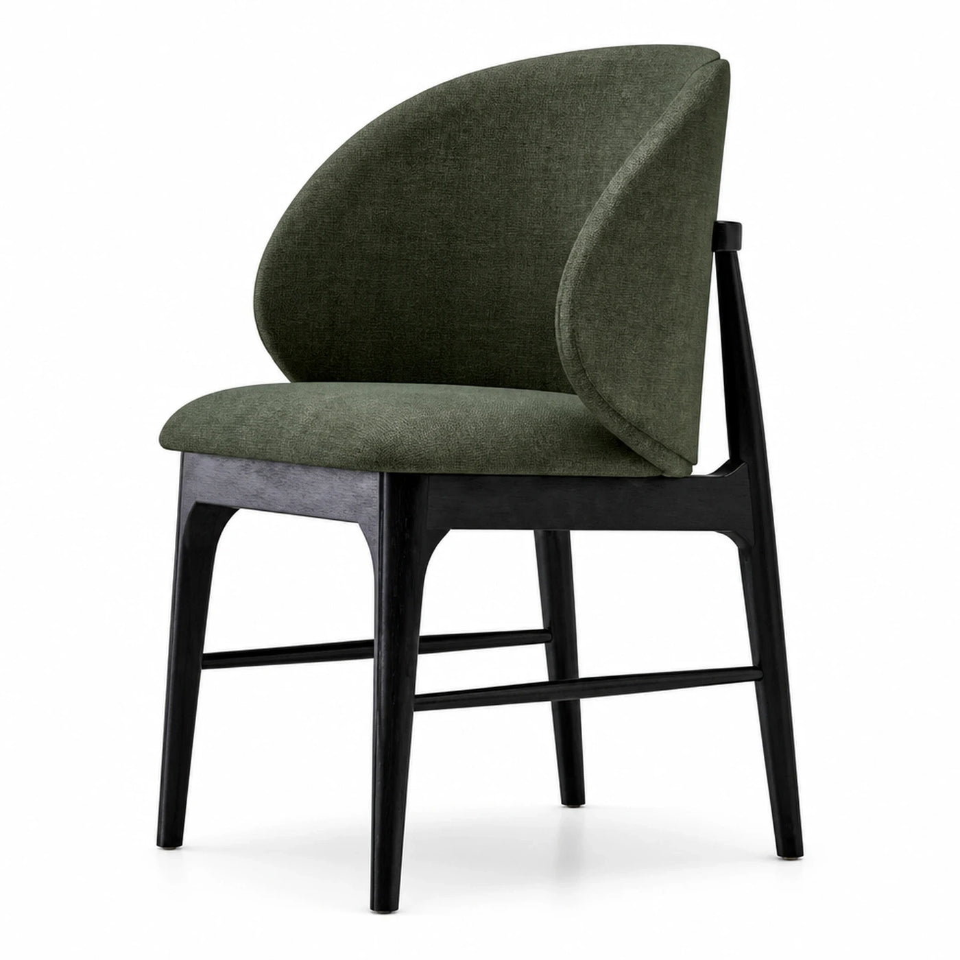 Green Fabric Dining Chair with Black Wood Frame