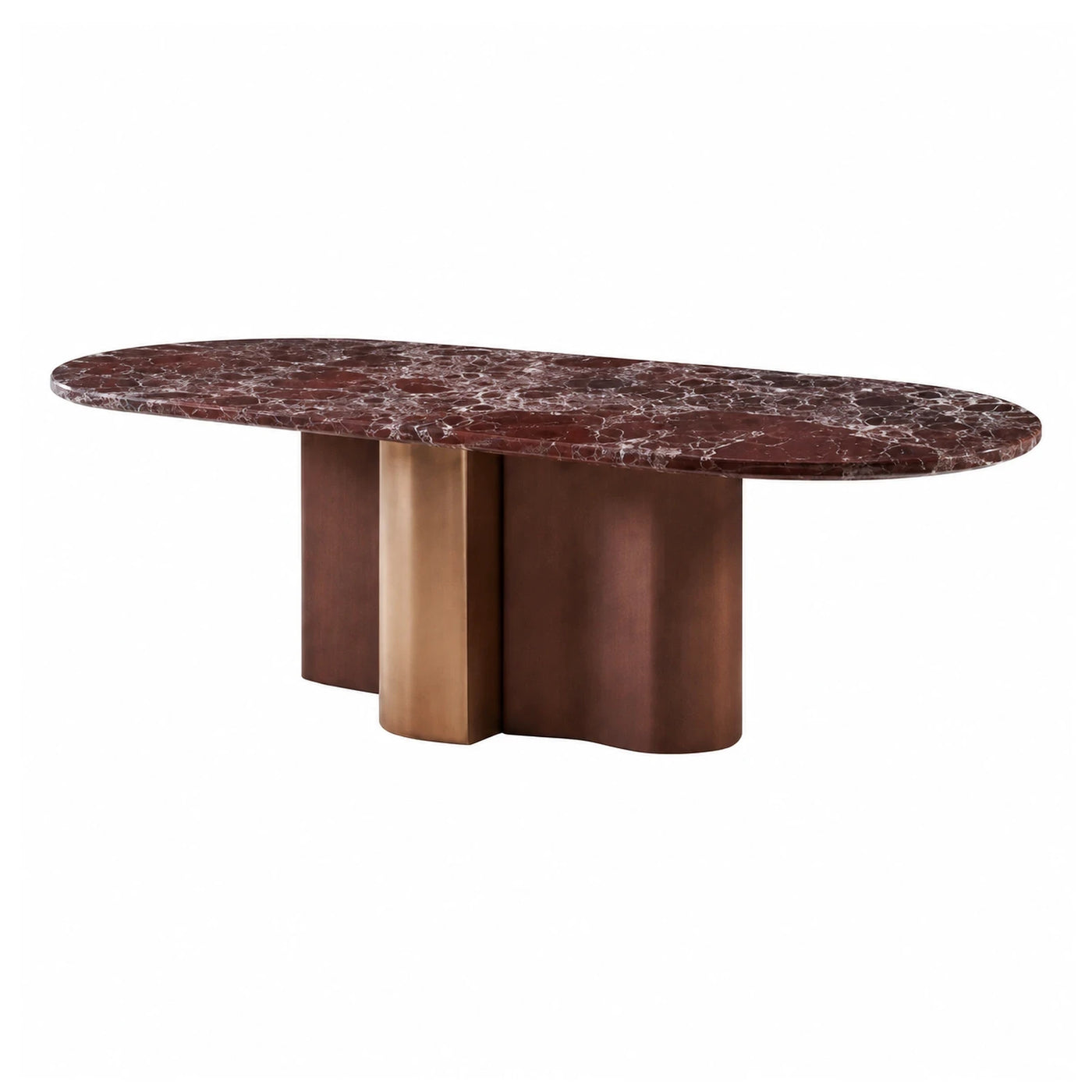 Oval Marble Coffee Table with Bronze Base