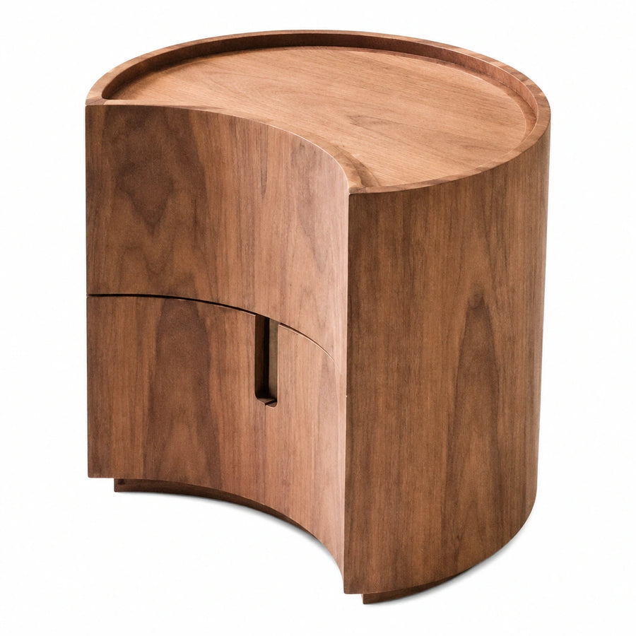 Curved Wood Nightstand with Drawer