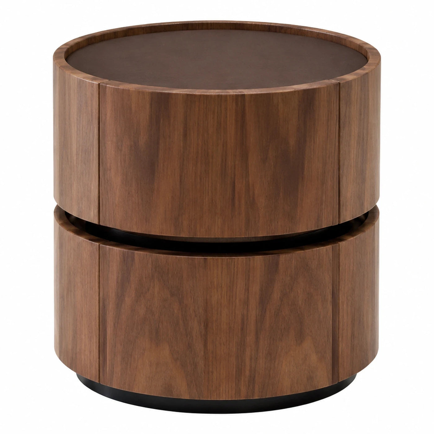 Round Wood Storage Side Table with Shelf