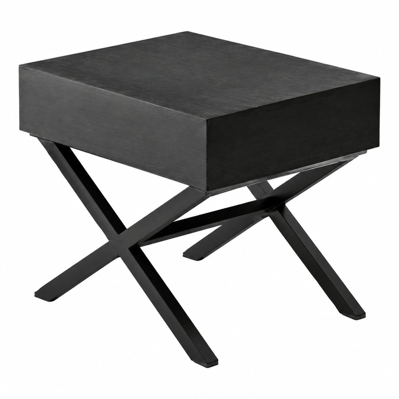 Black Wood Top End Table with X-Base