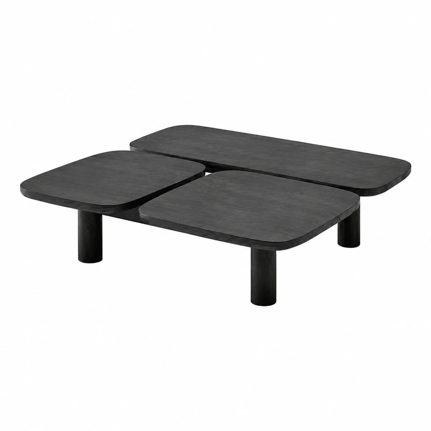 Black Wood Nesting Tables with Rounded Tops