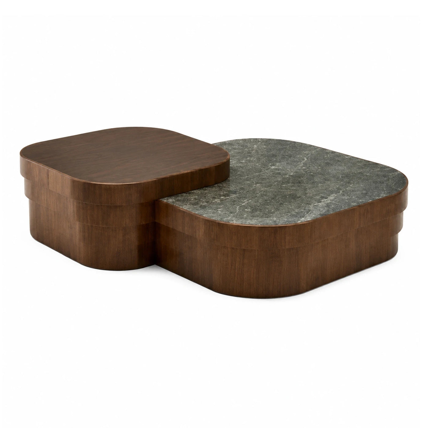 Modern Two-Tier Coffee Table with Marble Top