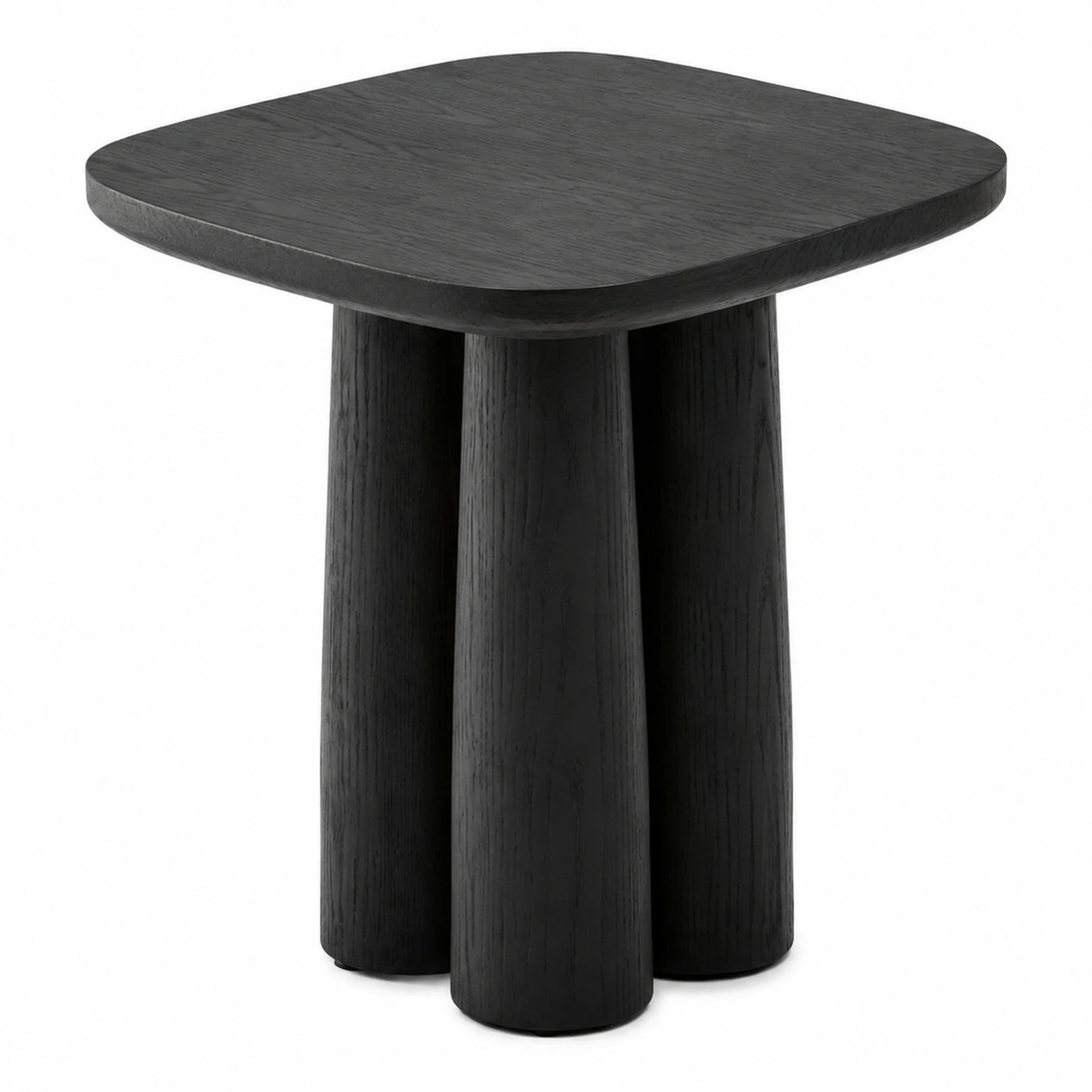 Black Wood Square Side Table with Triple Legs