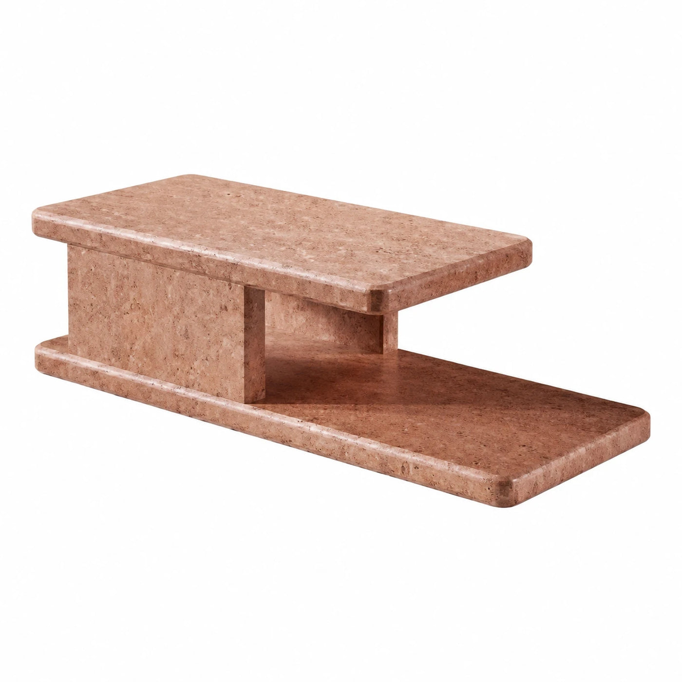Travertine Stone Two-Tier Coffee Table