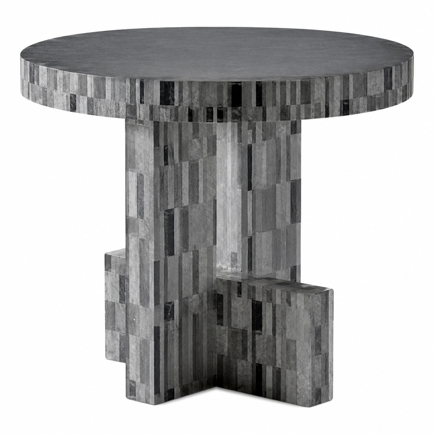 Grey Stone Mosaic Round Pedestal Table