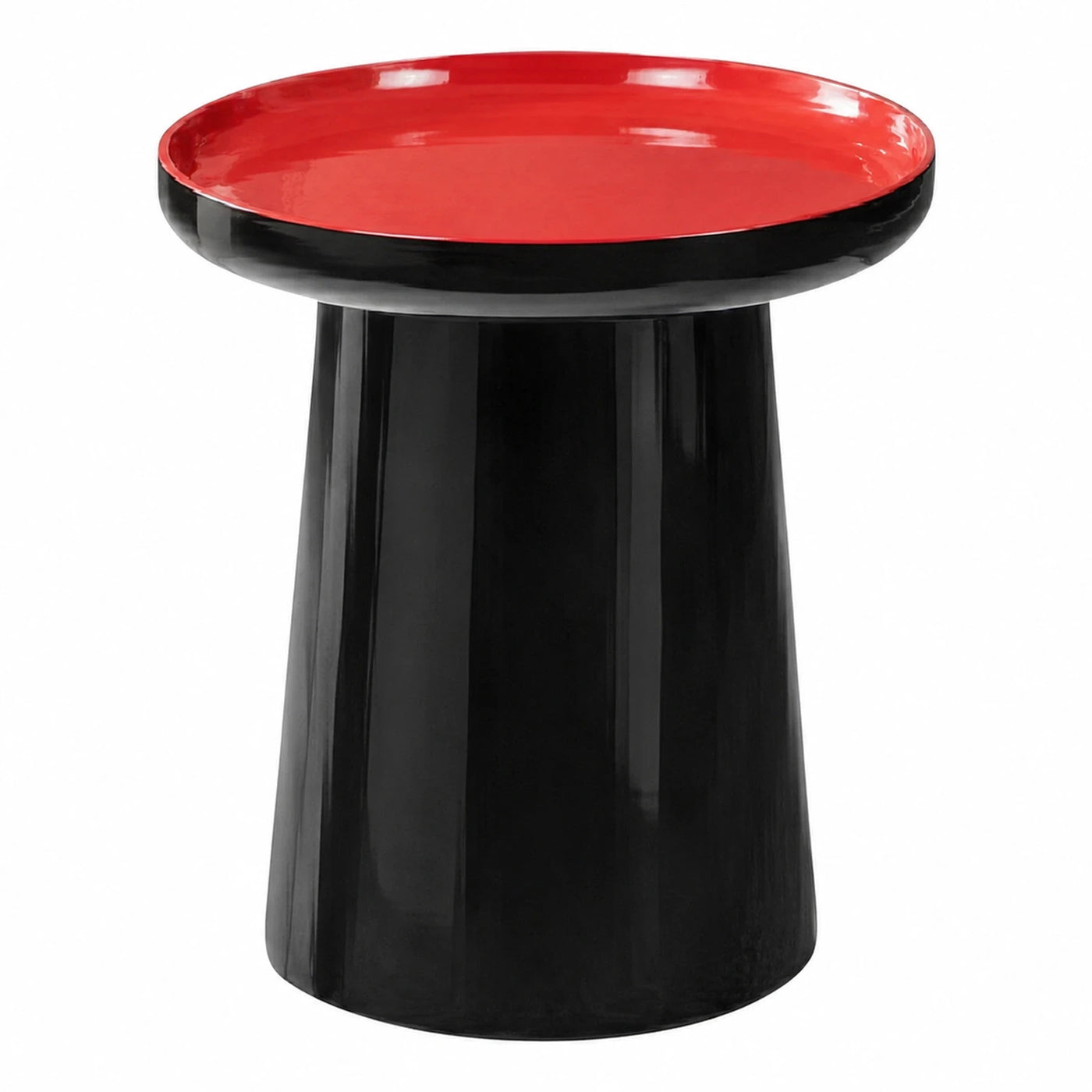 Red and Black Glossy Round Side Table