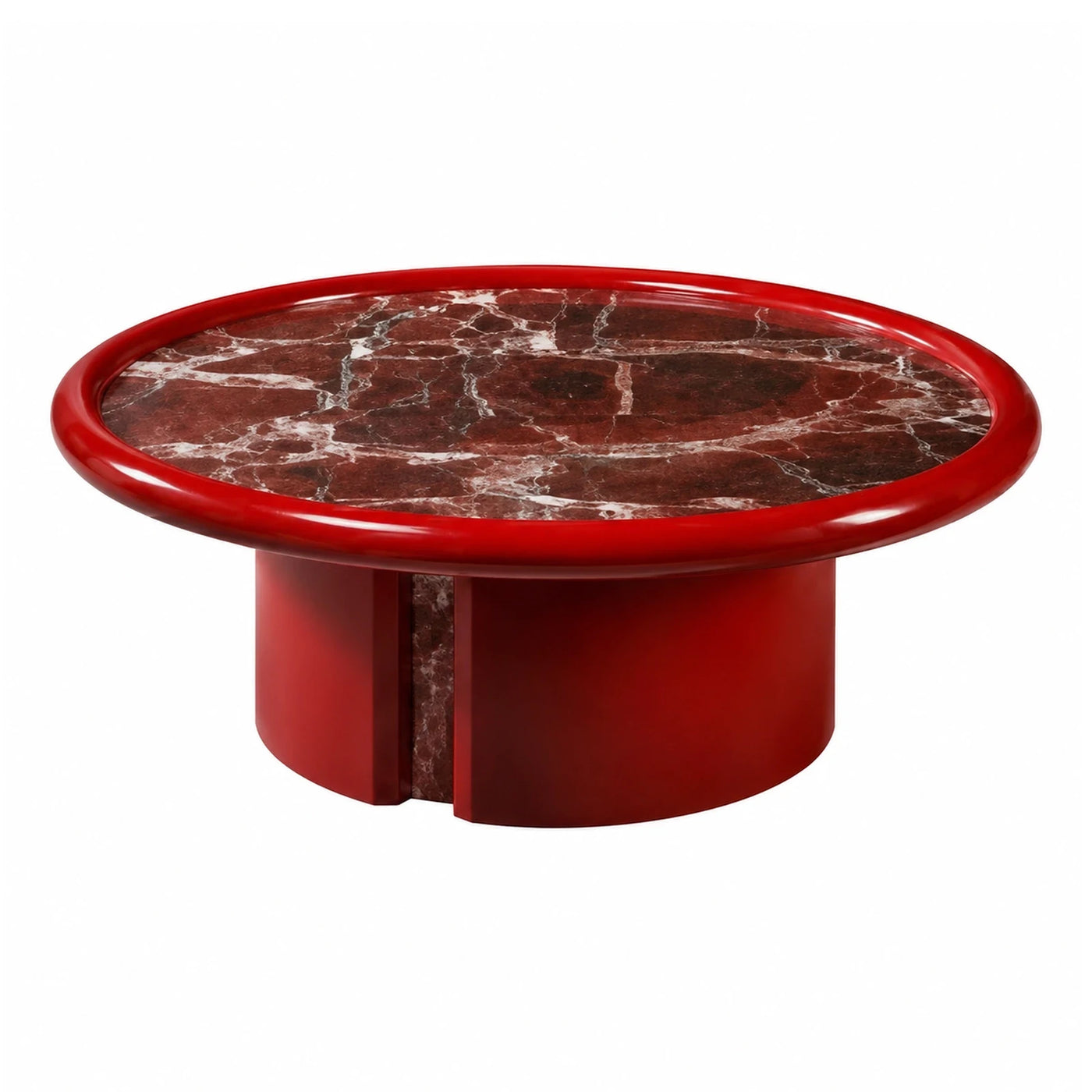 Round Red Marble Top Coffee Table