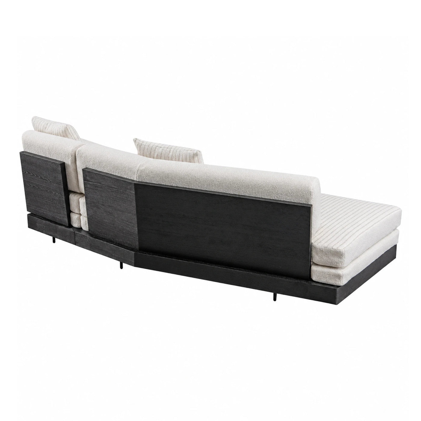 Modern Black Wood Frame Cream Fabric Sofa
