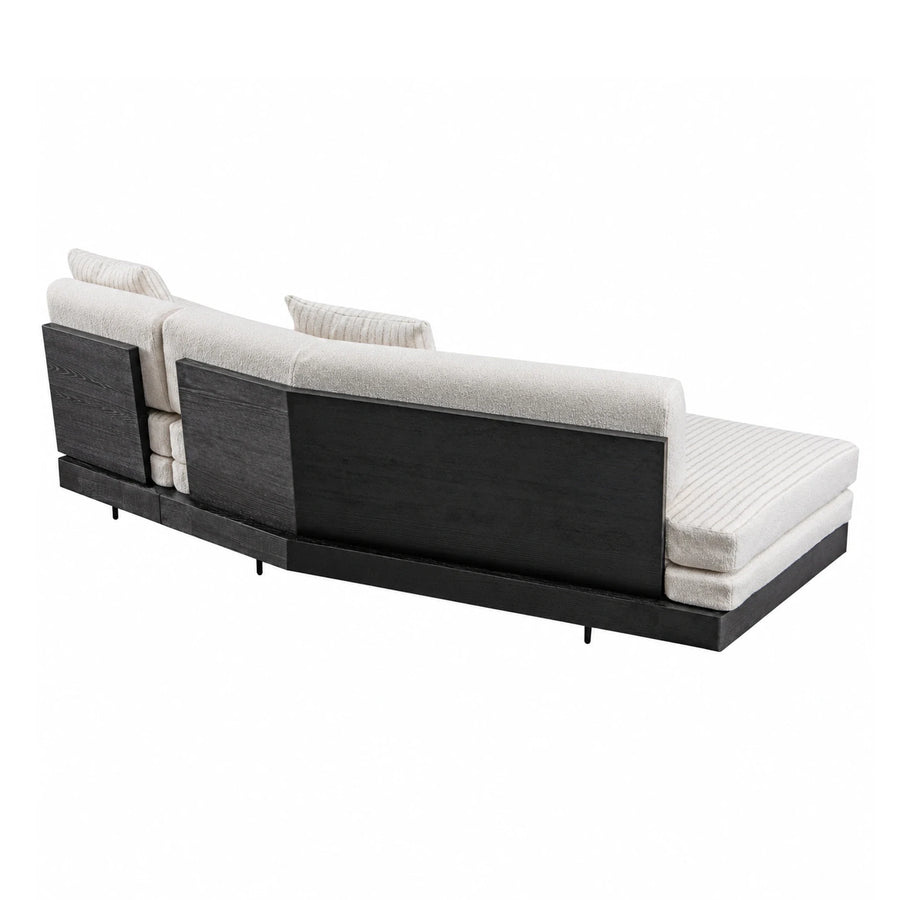 Modern Black Wood Frame Cream Fabric Sofa