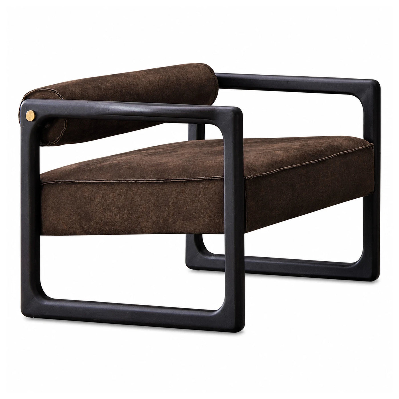Modern Brown Fabric Lounge Chair with Black Frame