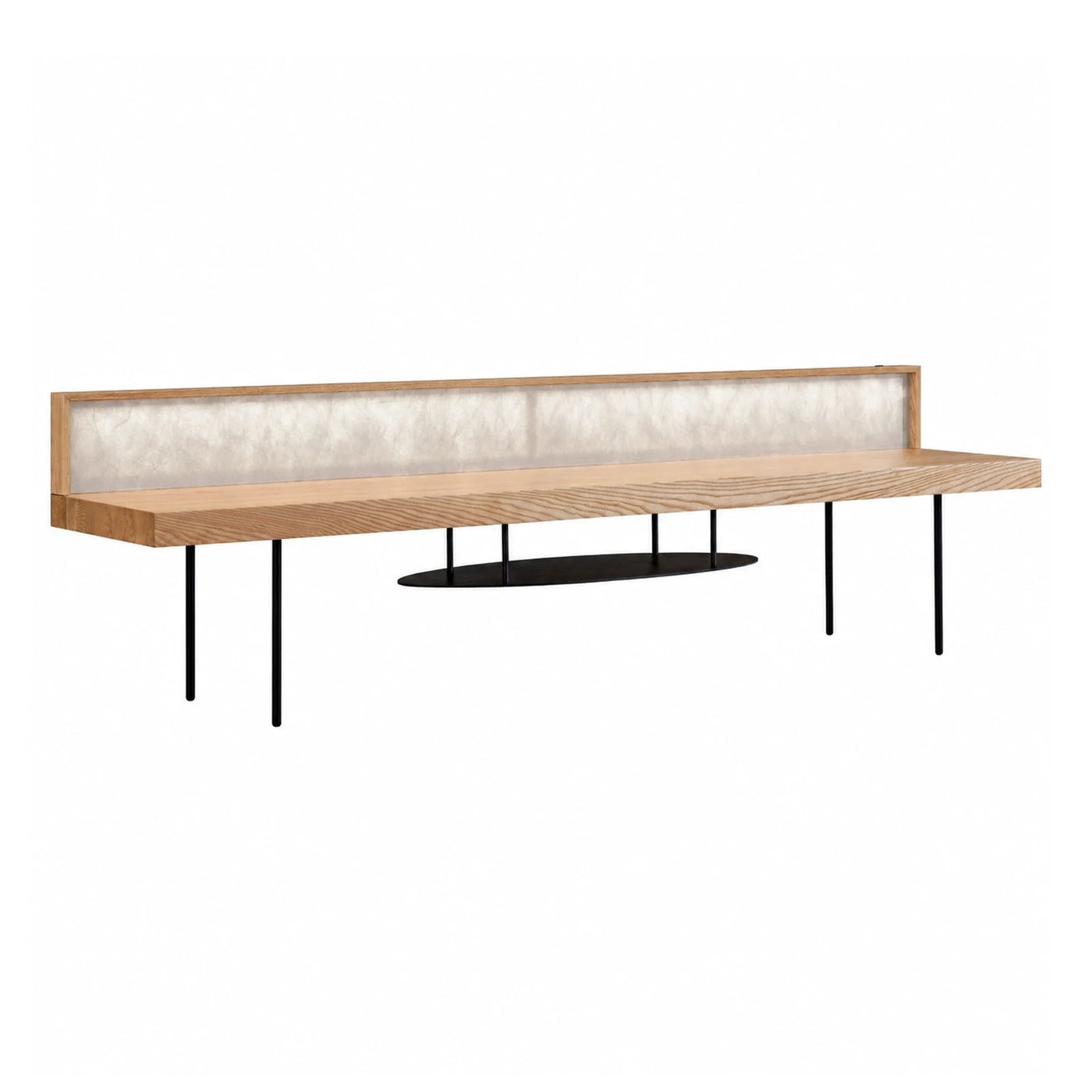 Modern Wood Console Table with Marble Back Panel