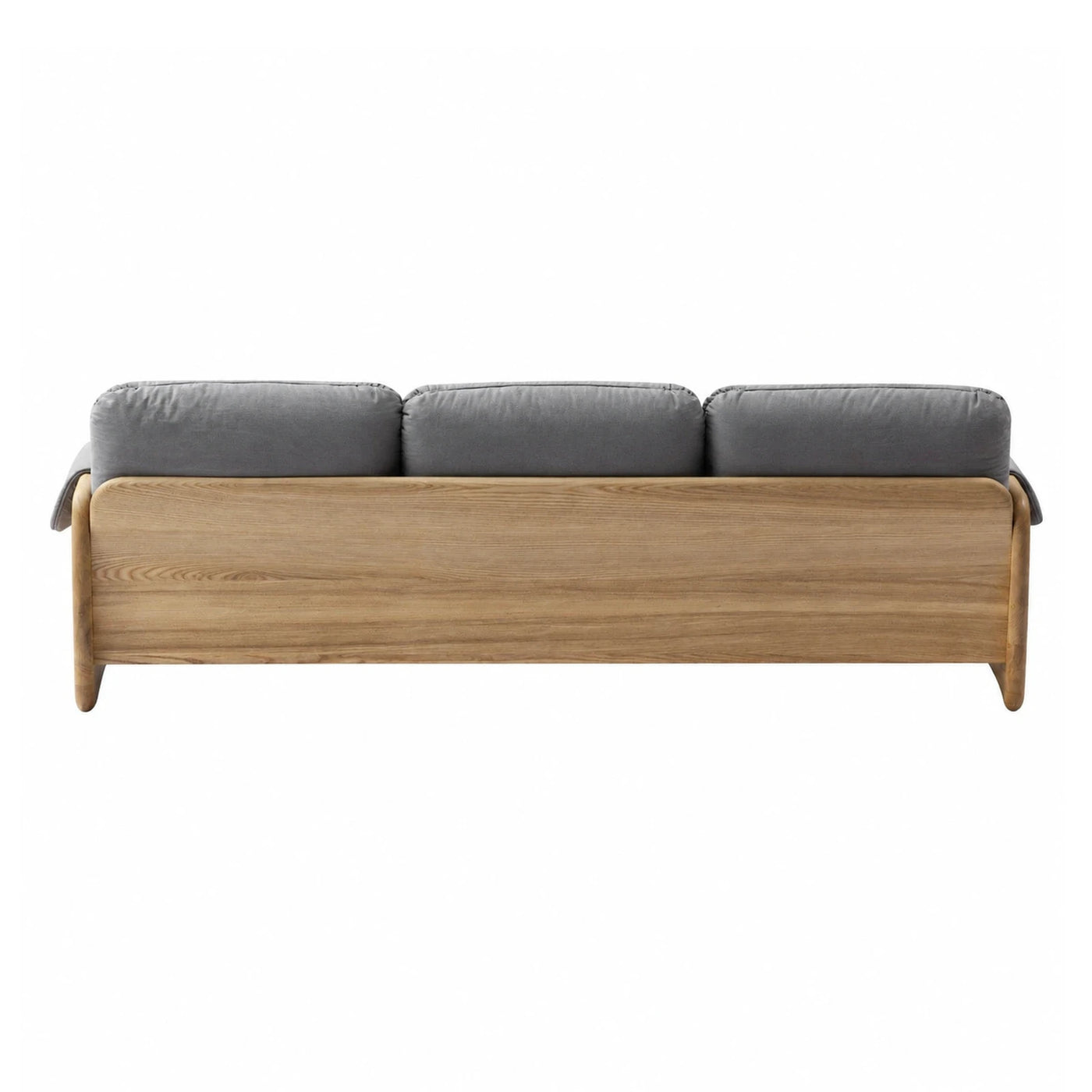 Grey Fabric Sofa with Light Wood Frame