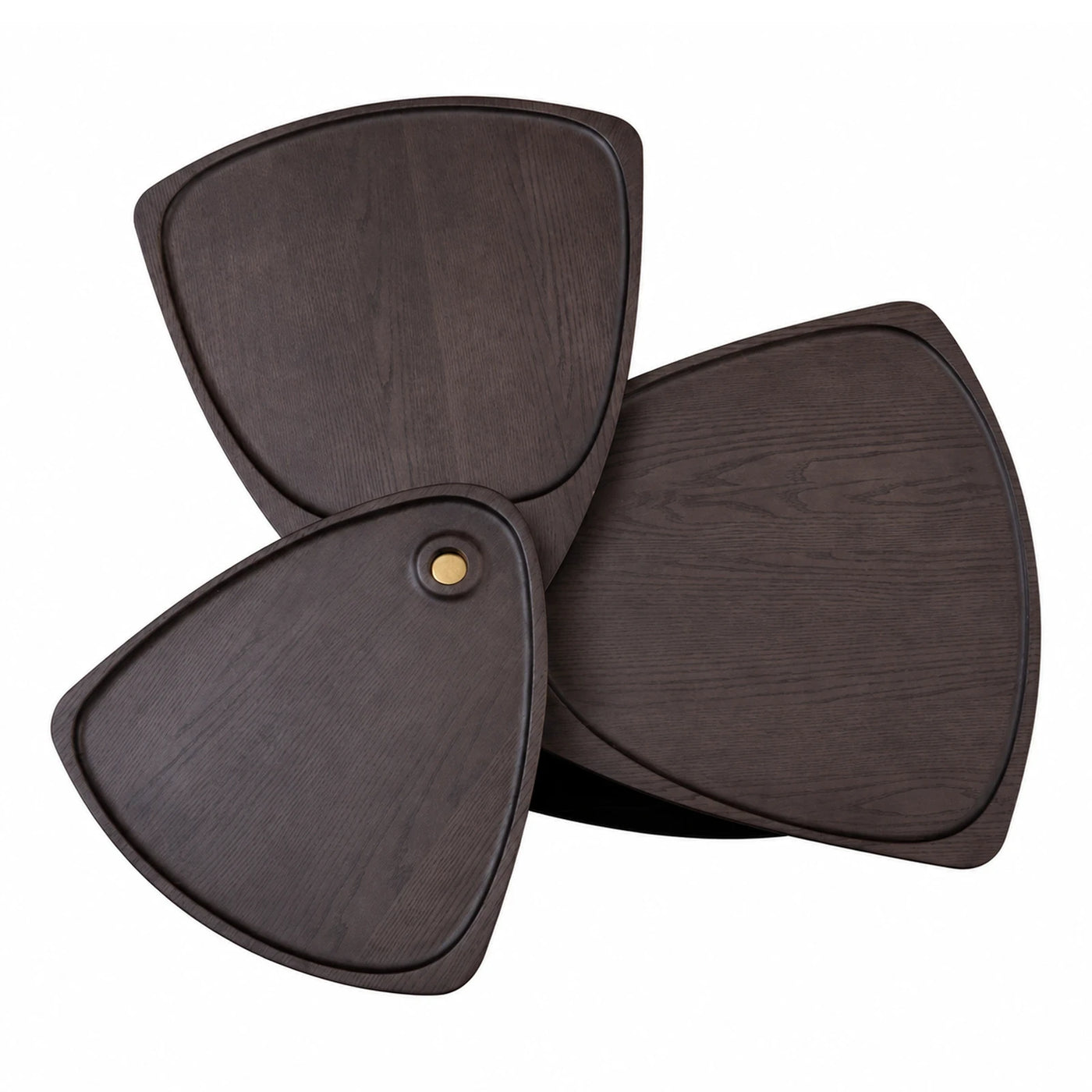 Dark Wood Triangular Serving Tray Set