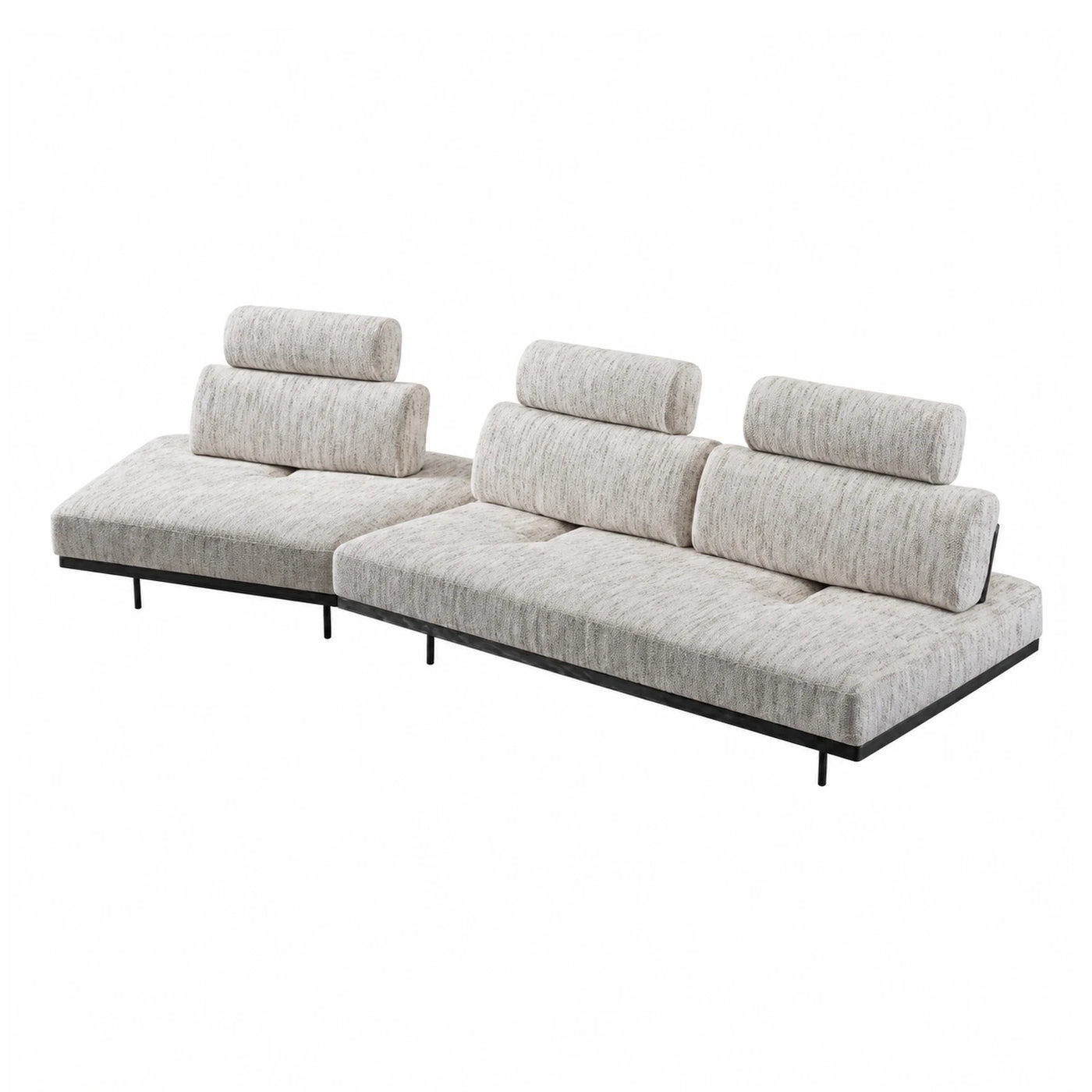 Modular Sectional Sofa with Cylindrical Backrests