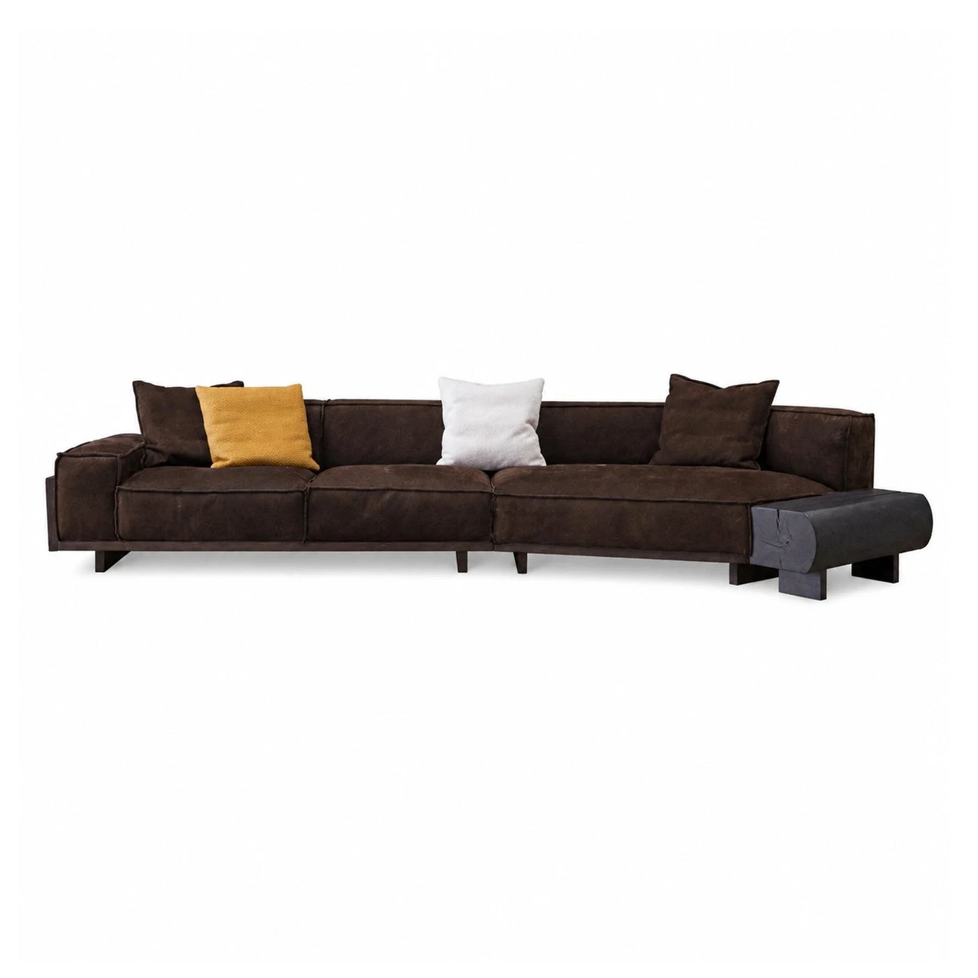 Dark Brown Modular Sectional Sofa with Wood Accent