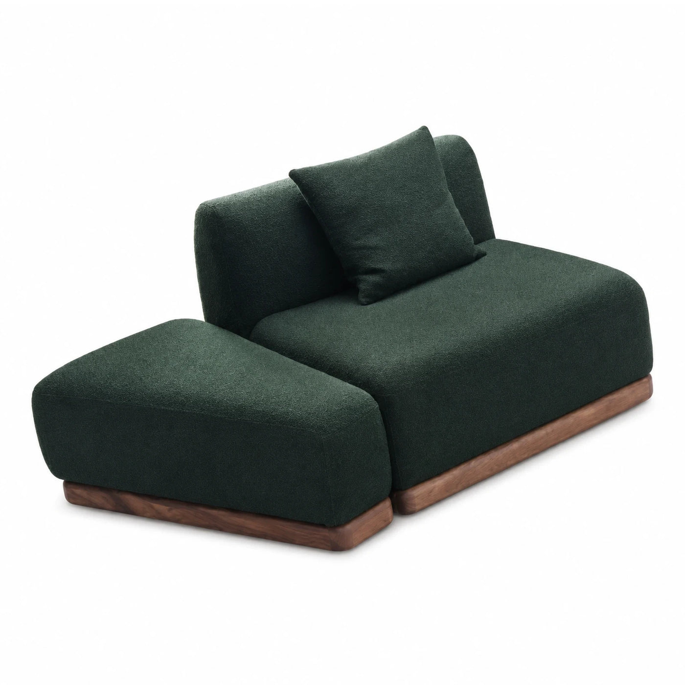 Green Modular Sofa with Wooden Base
