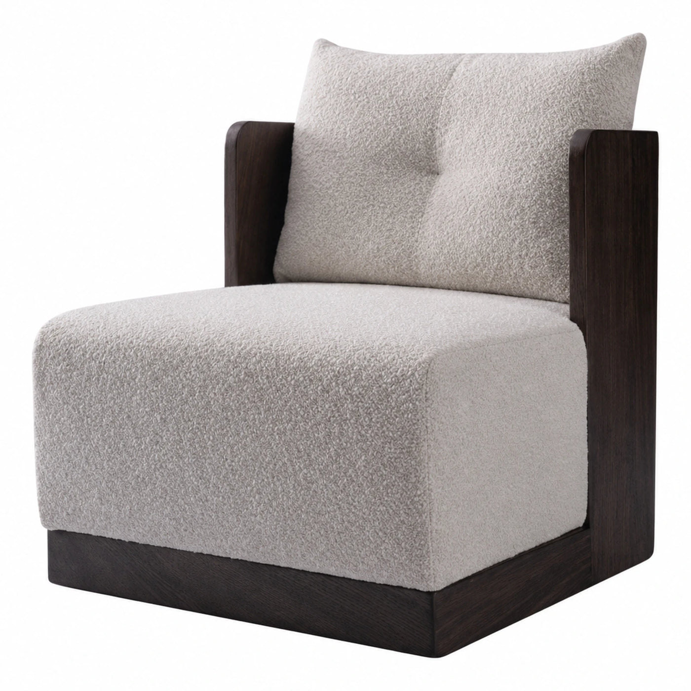 Modern Boucle Accent Chair with Dark Wood Frame