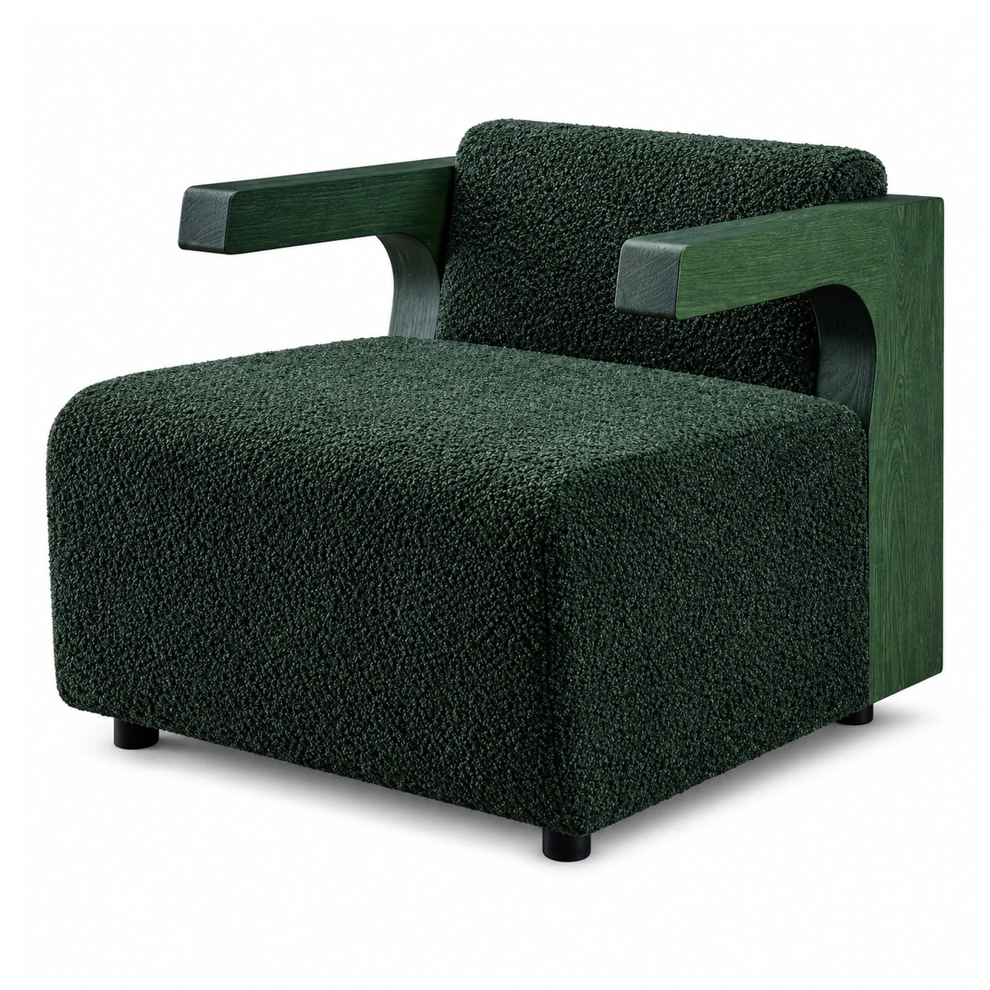 Green Boucle Armchair with Wooden Frame