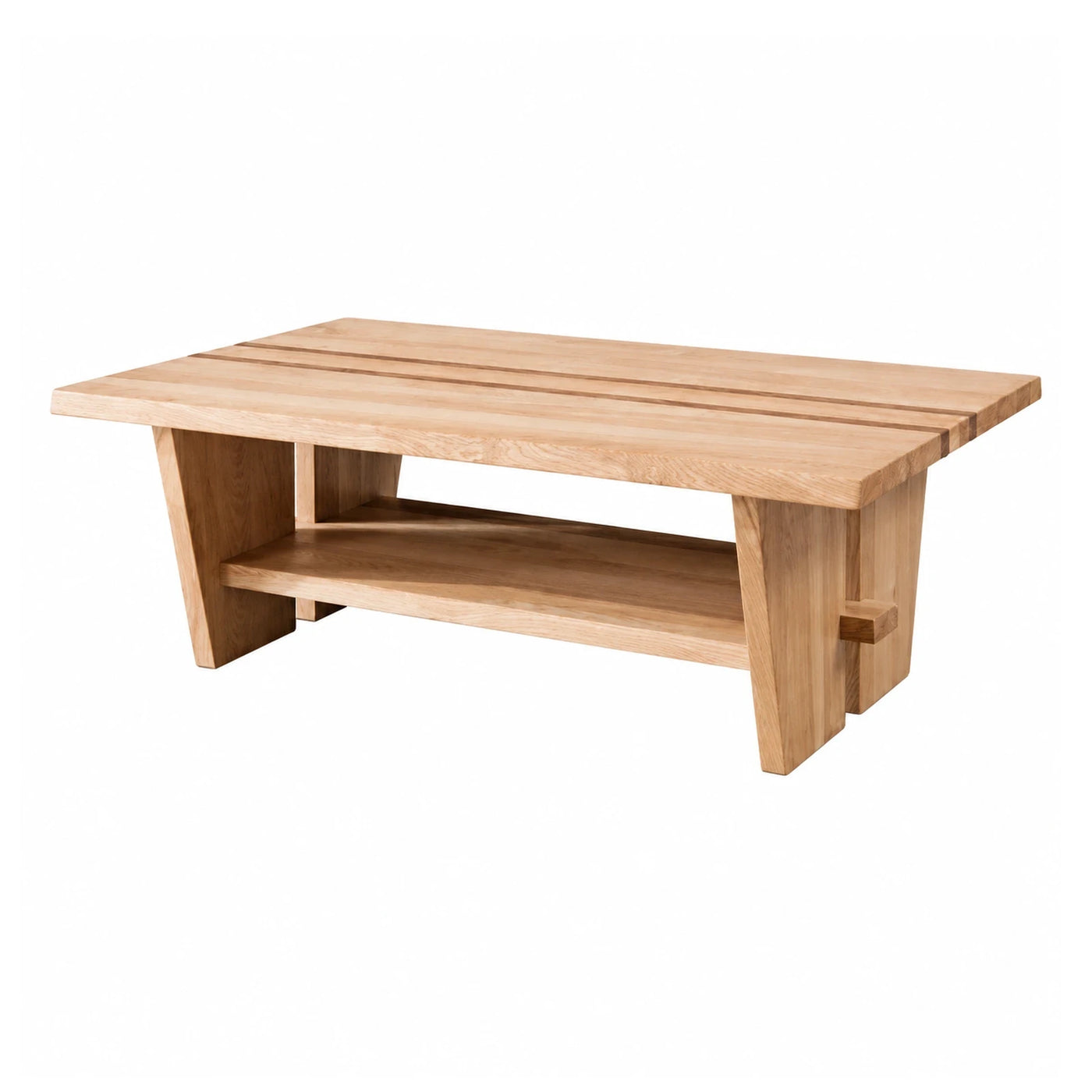 Solid Wood Coffee Table with Lower Shelf