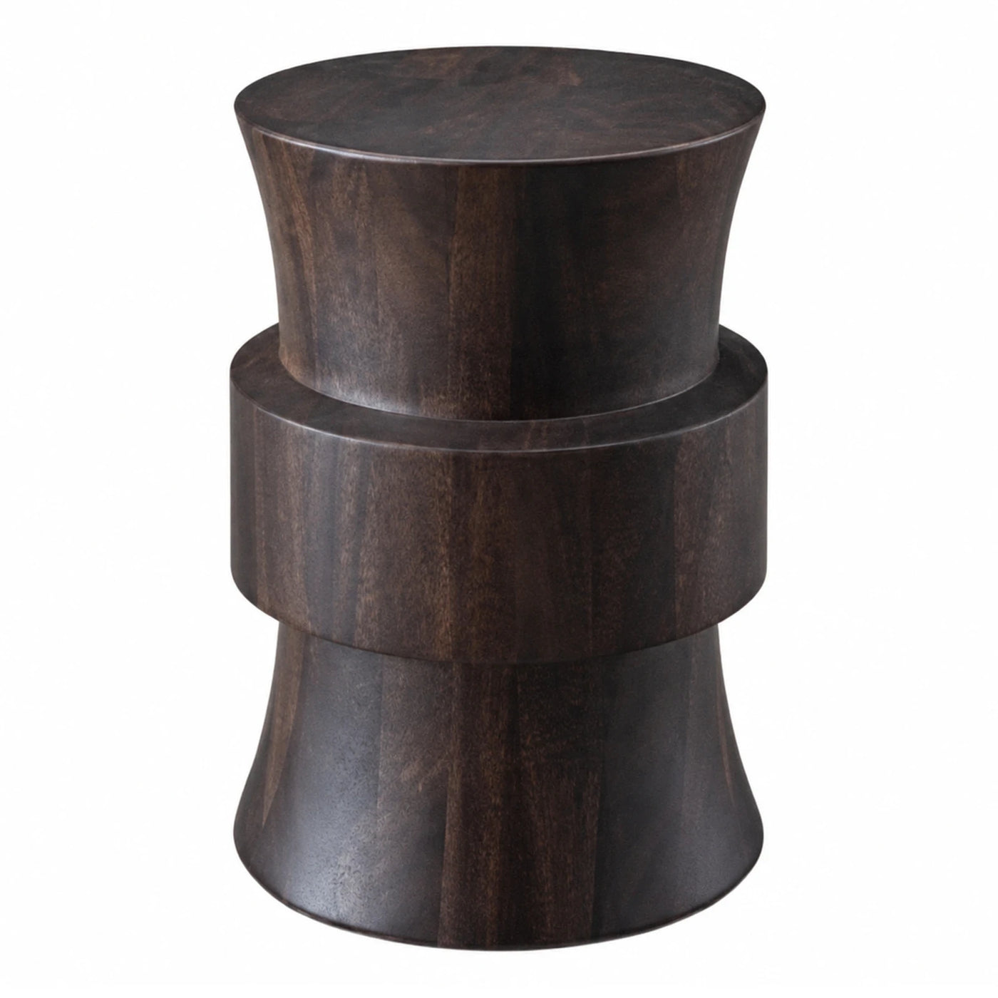 Dark Wood Tiered Cylindrical Side Table