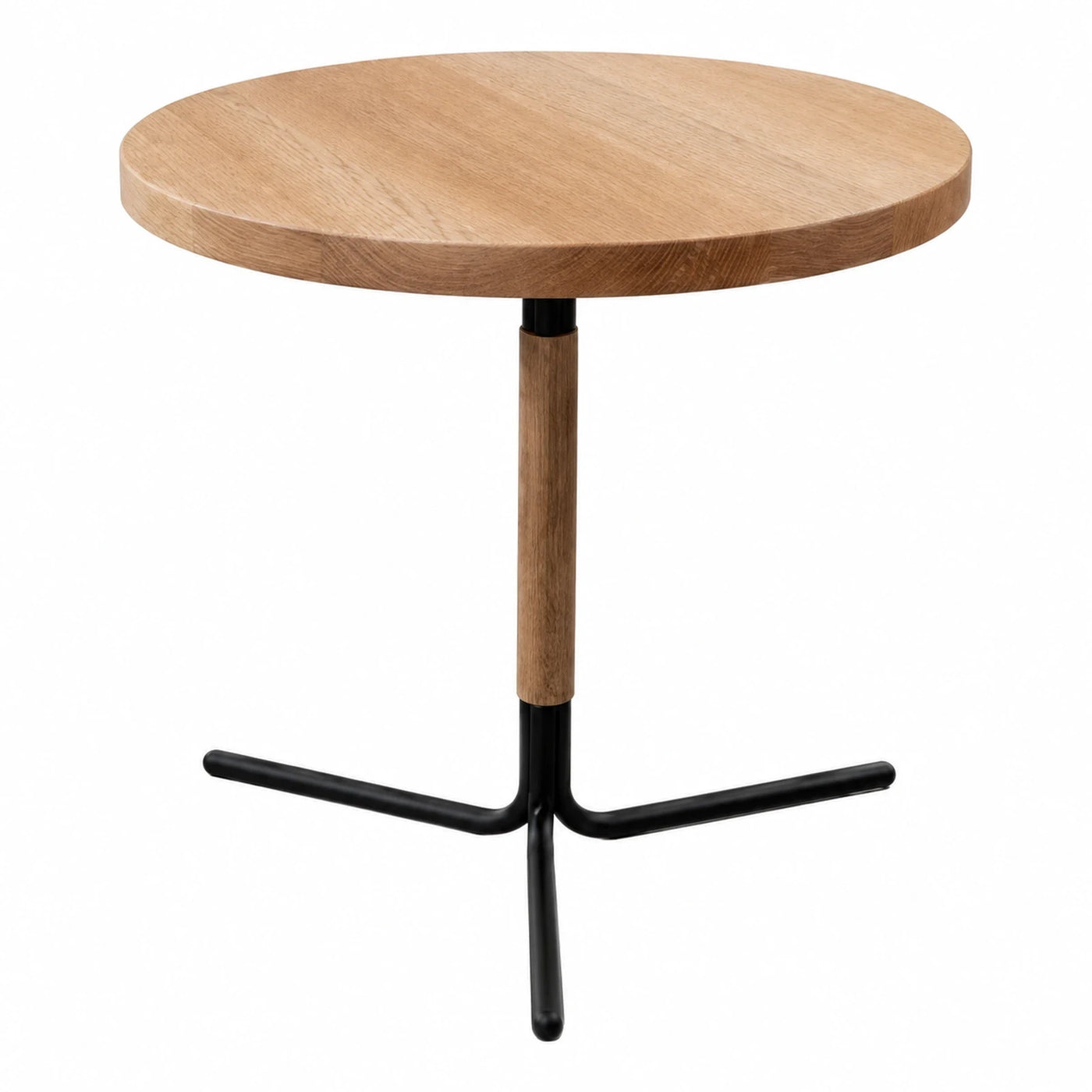 Round Wood Top Side Table with Black Metal Base