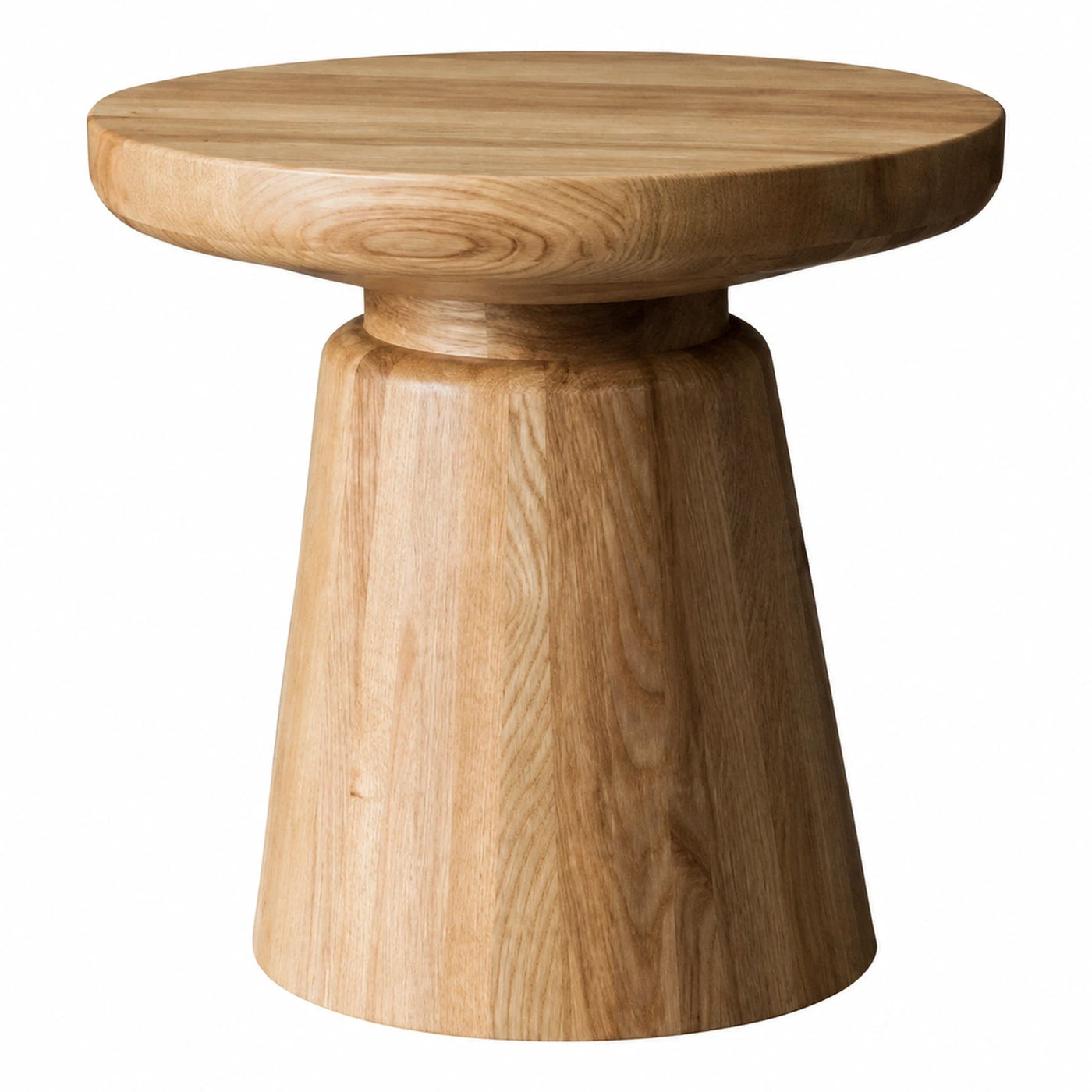Round Solid Wood Side Table with Tapered Base