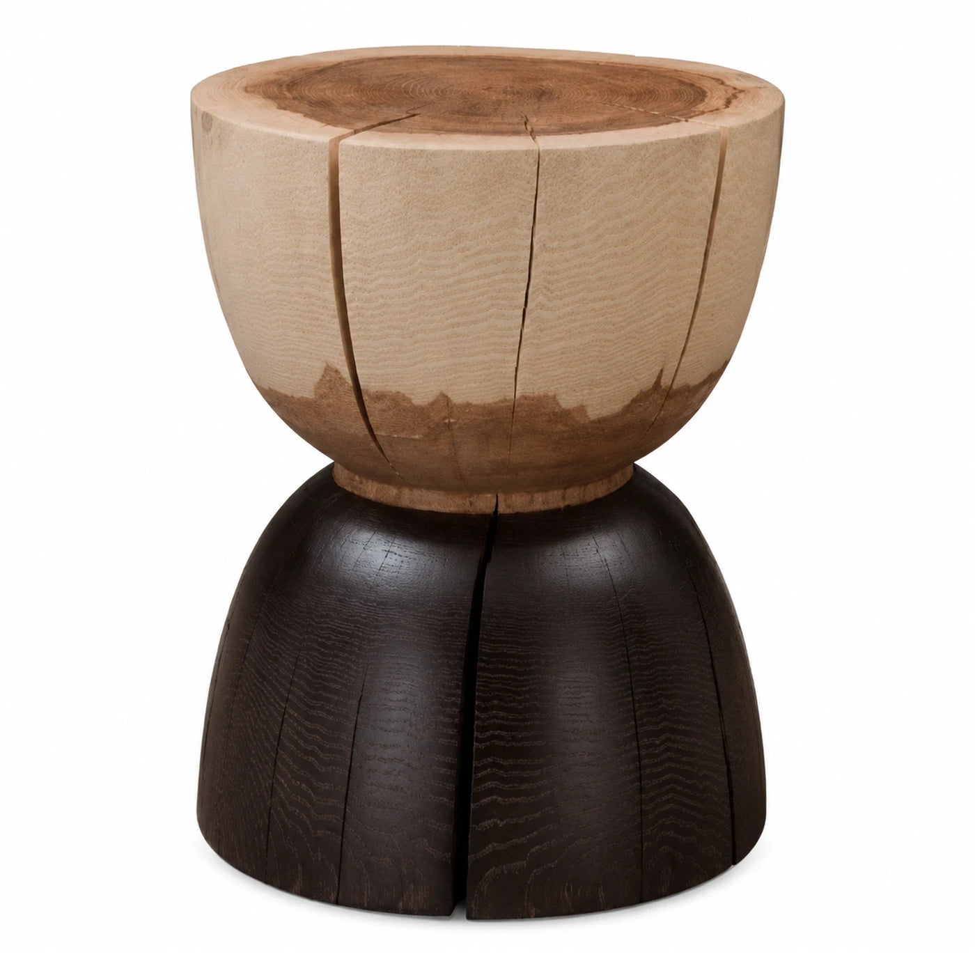 Two-Tone Wooden Hourglass Stool