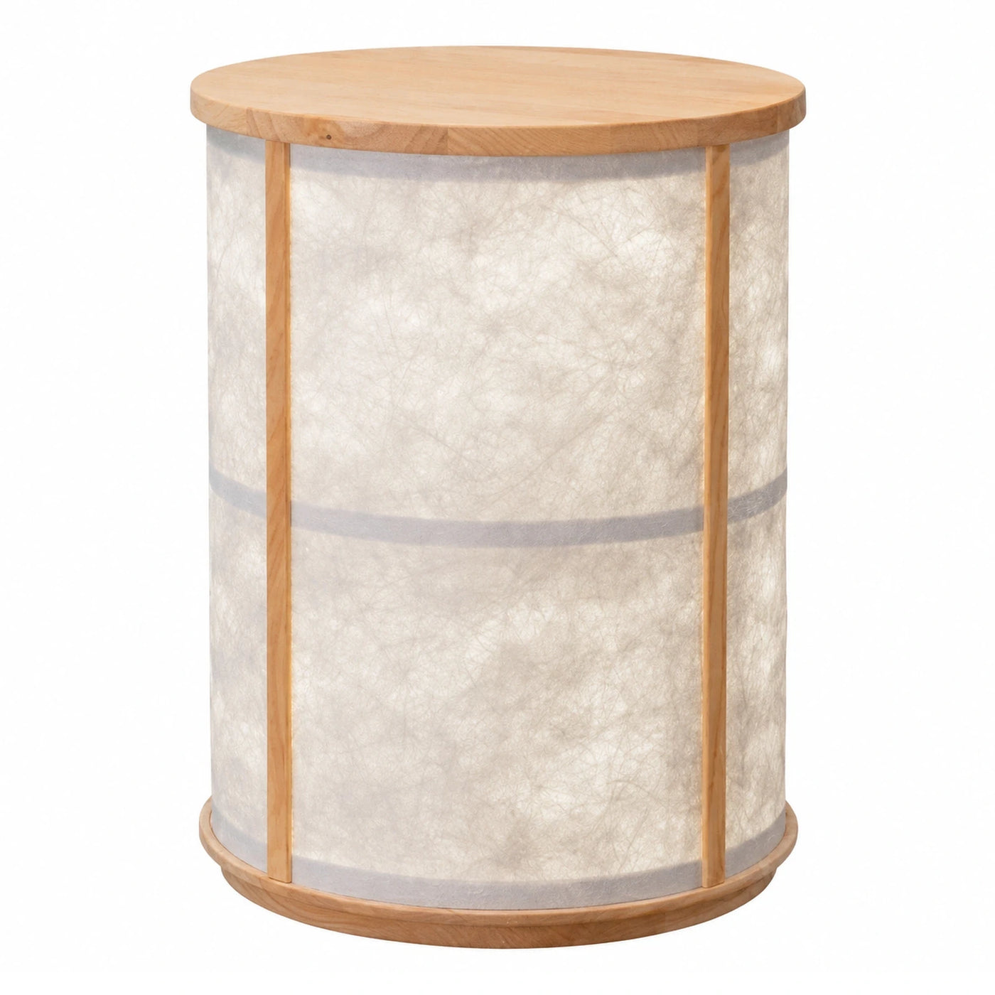 Round Wooden Side Table with Paper Shade