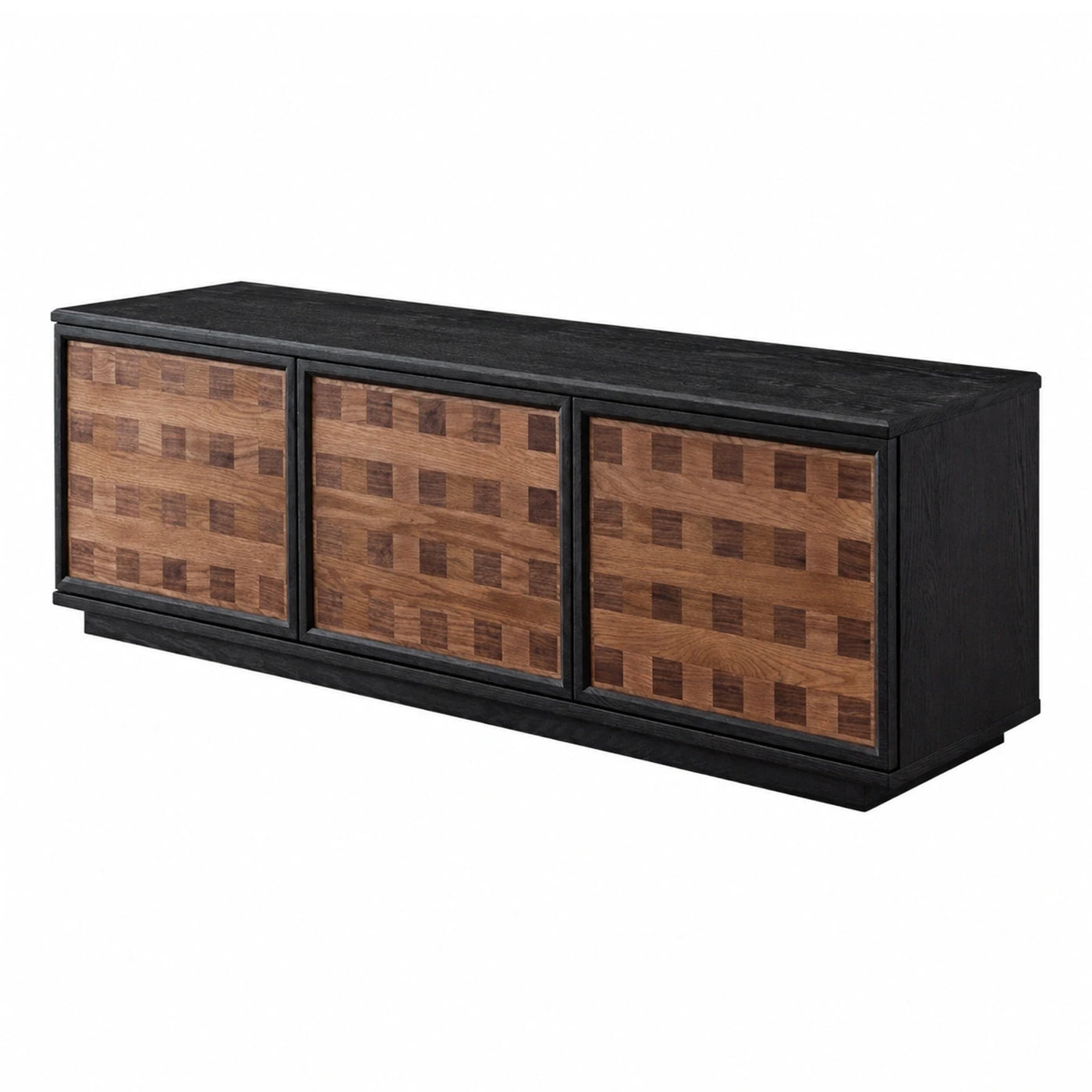 Black Wood Sideboard with Checkered Panel Doors