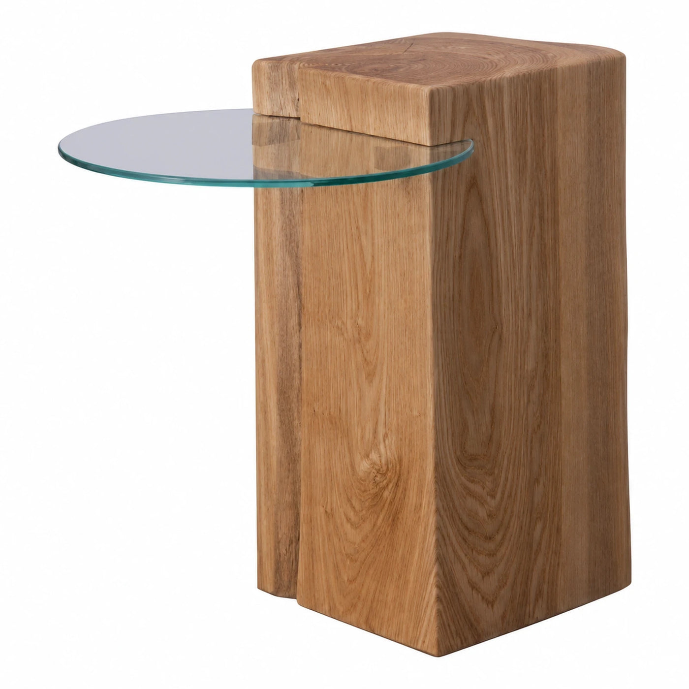 Solid Wood Side Table with Glass Top