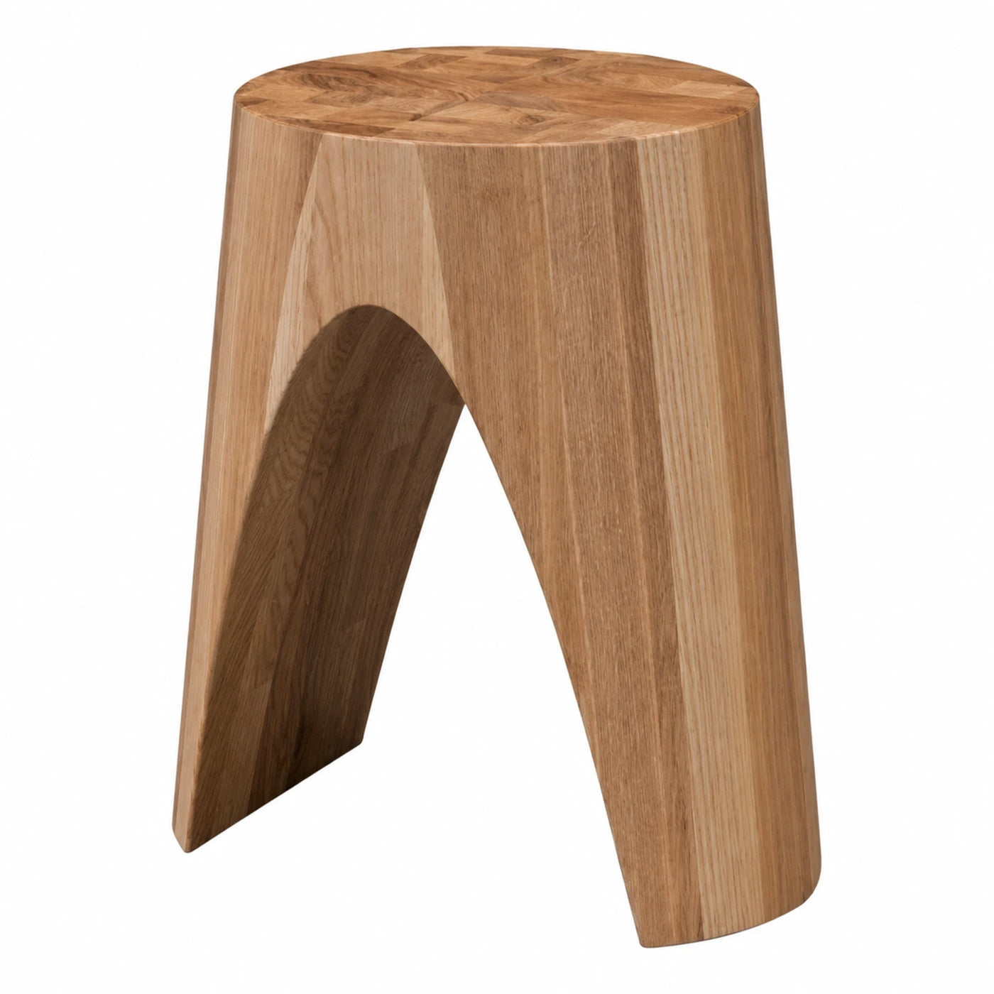 Solid Wood Stool with Arched Cutout Base