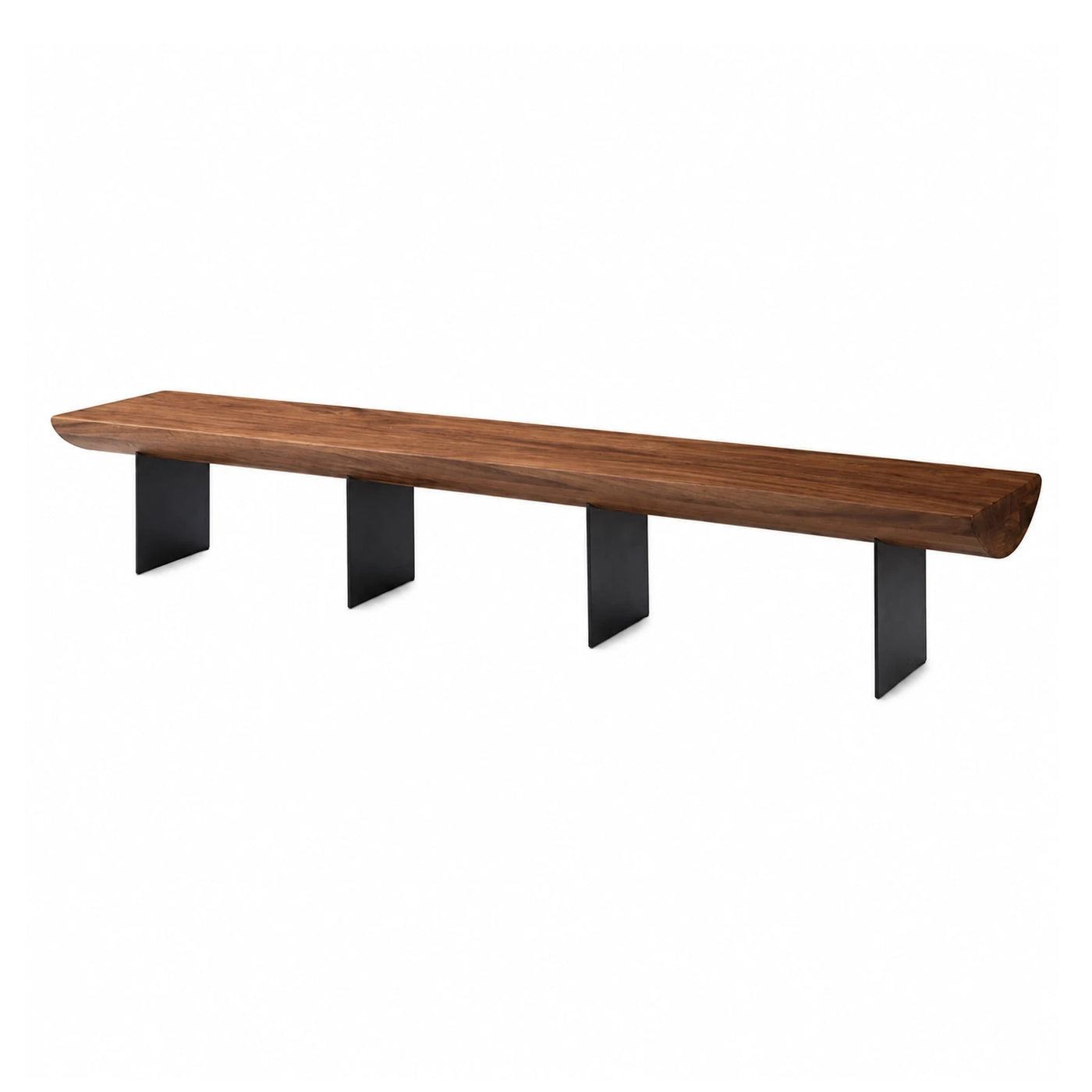 Solid Wood Bench with Black Metal Legs