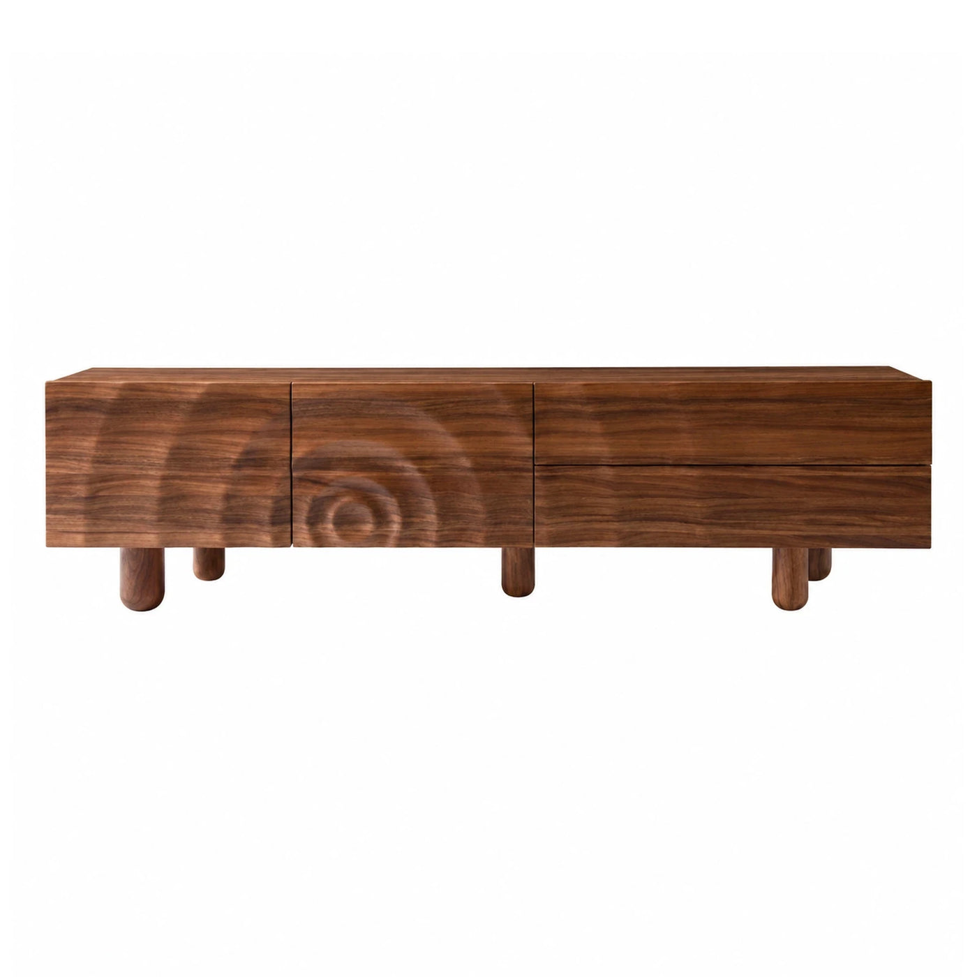 Walnut Wood Media Console with Cylindrical Legs