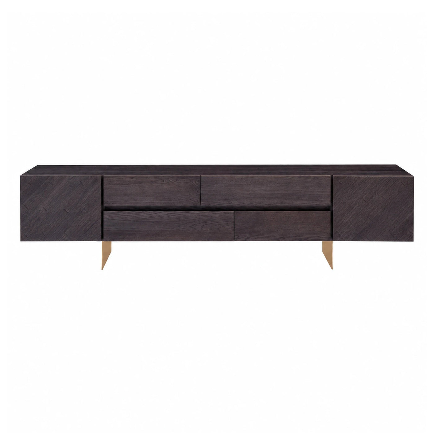 Dark Wood Media Console with Gold Legs