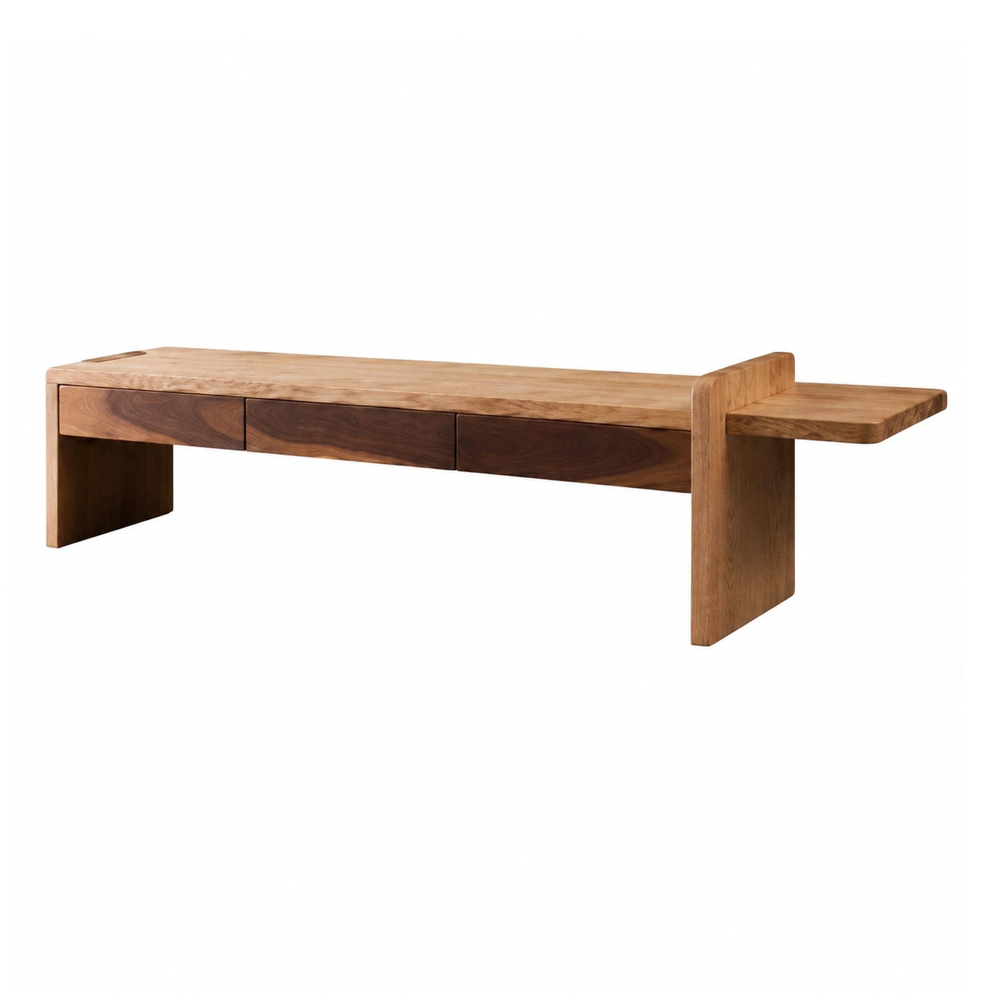 Two-Tone Wooden TV Stand with Side Shelf