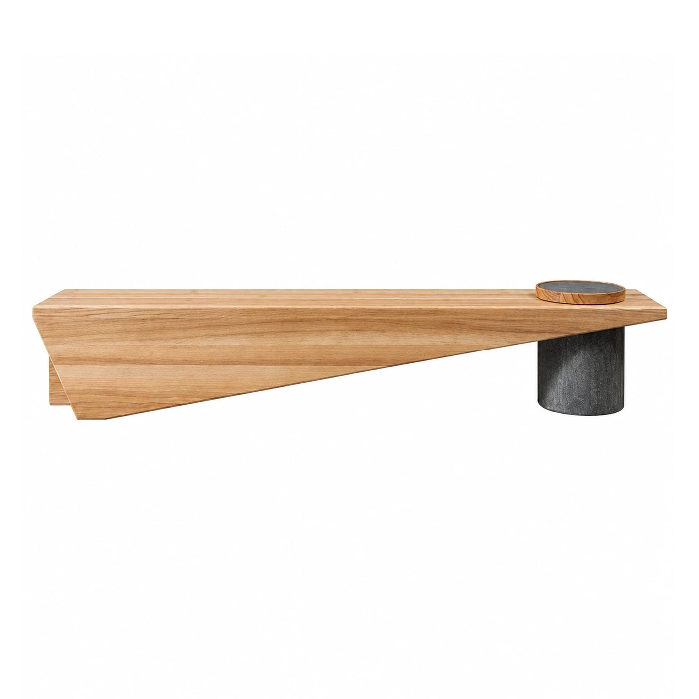 Modern Wood Console Table with Stone Base