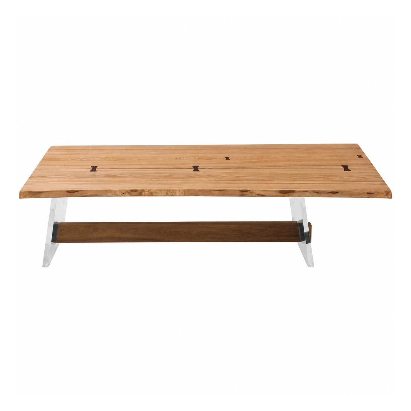 Live Edge Wood Coffee Table with Acrylic Legs