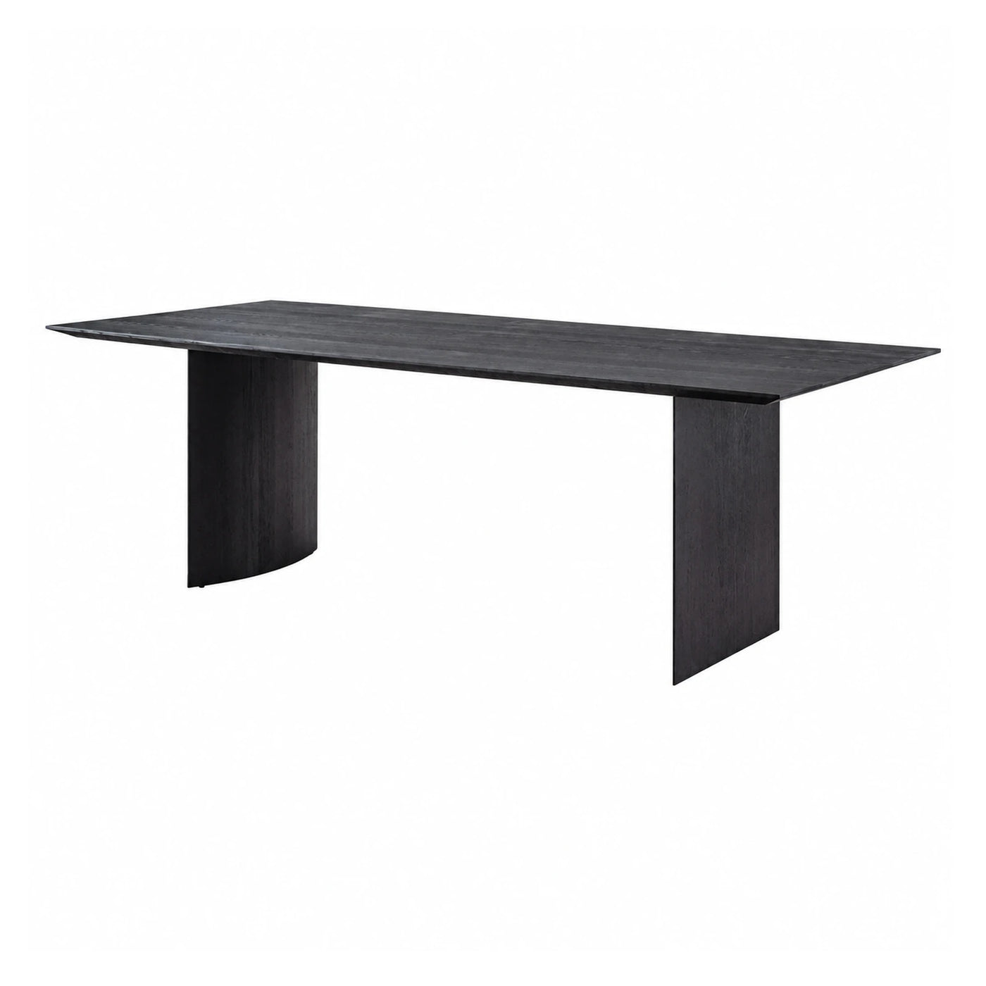 Black Wood Dining Table with Curved Pedestal Base