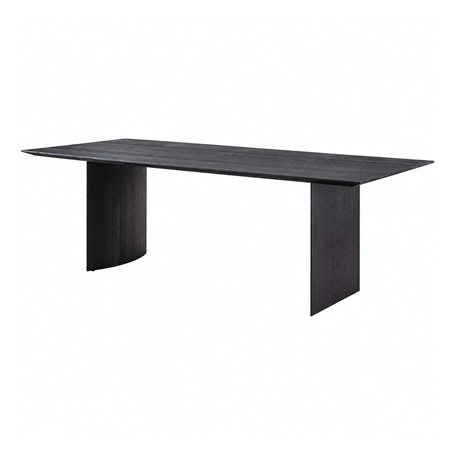 Black Wood Dining Table with Curved Pedestal Base