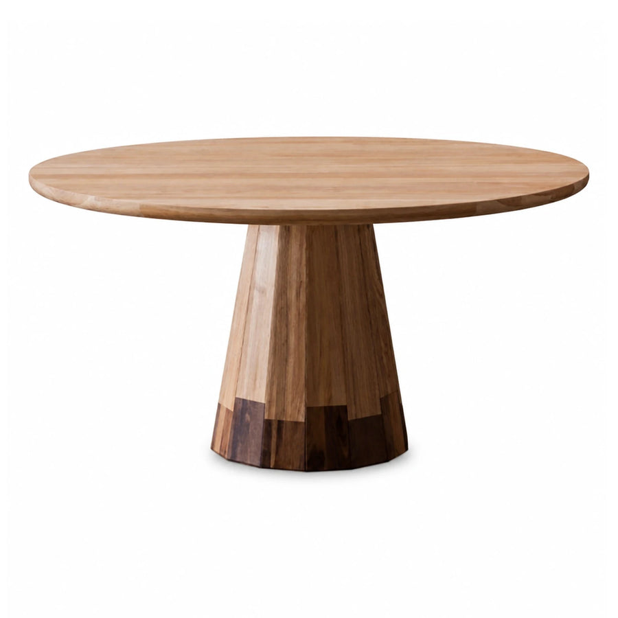 Round Wooden Dining Table with Pedestal Base